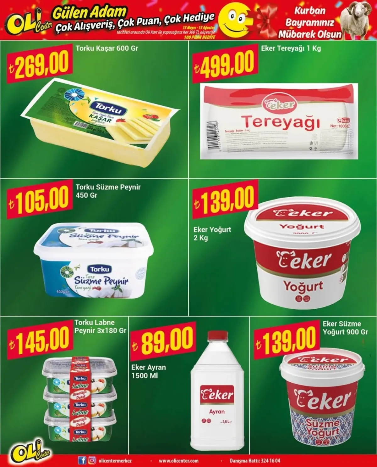 Oli Oli Center 15 Mayıs 2026 Aktüel Kataloğu sayfa 2: Eker Süzme Yoğurt 900 Gr, Eker Ayran 1500 Ml