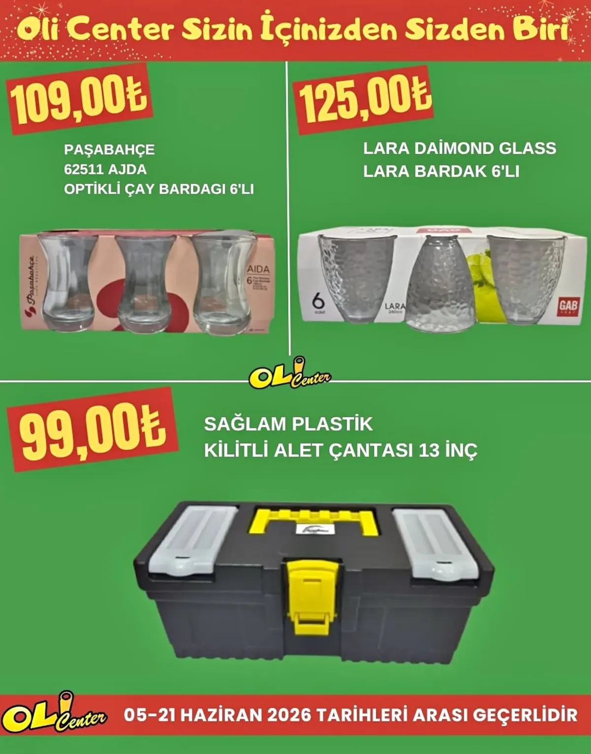 Oli Oli Center 5 Haziran 2026 Aktüel Kataloğu sayfa 1: Optikli Çay Bardagi 6'Li