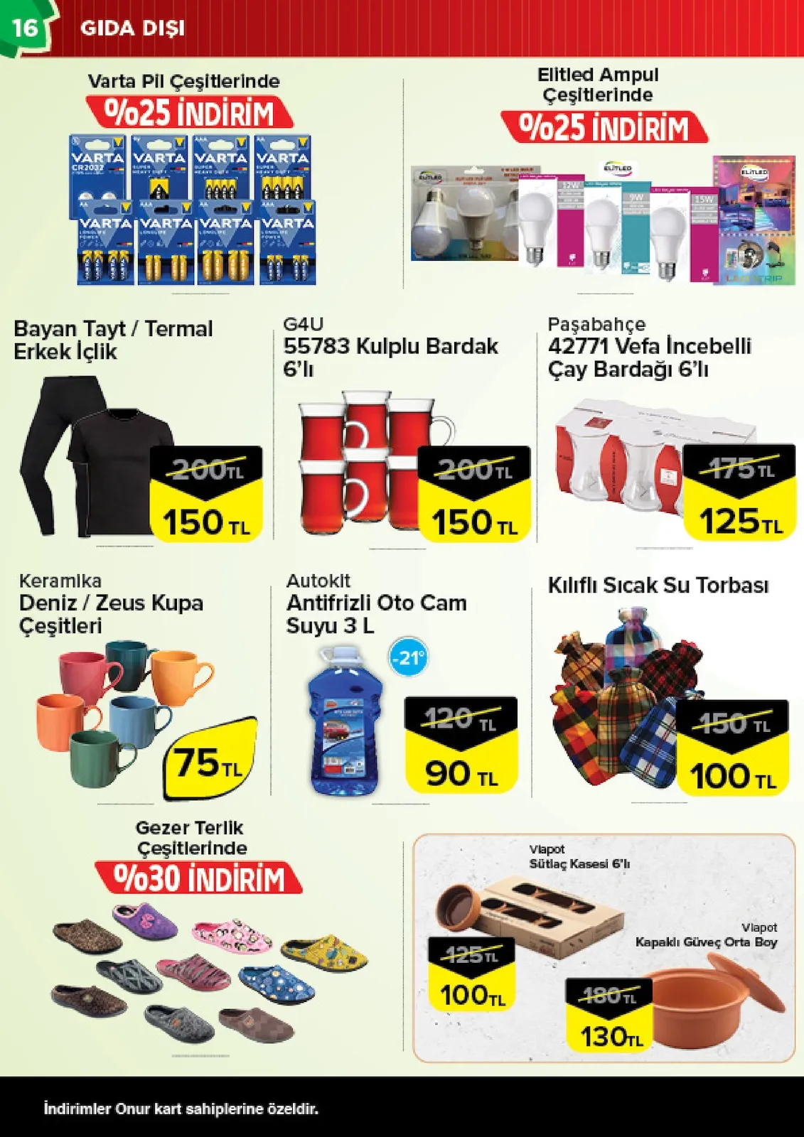 Onur Onur Market 10 Şubat 2026 Aktüel Kataloğu sayfa 16: G4U 55783 Kulplu Bardak 6'Lı, Autokit Antifrizli Oto Cam Suyu 3 L