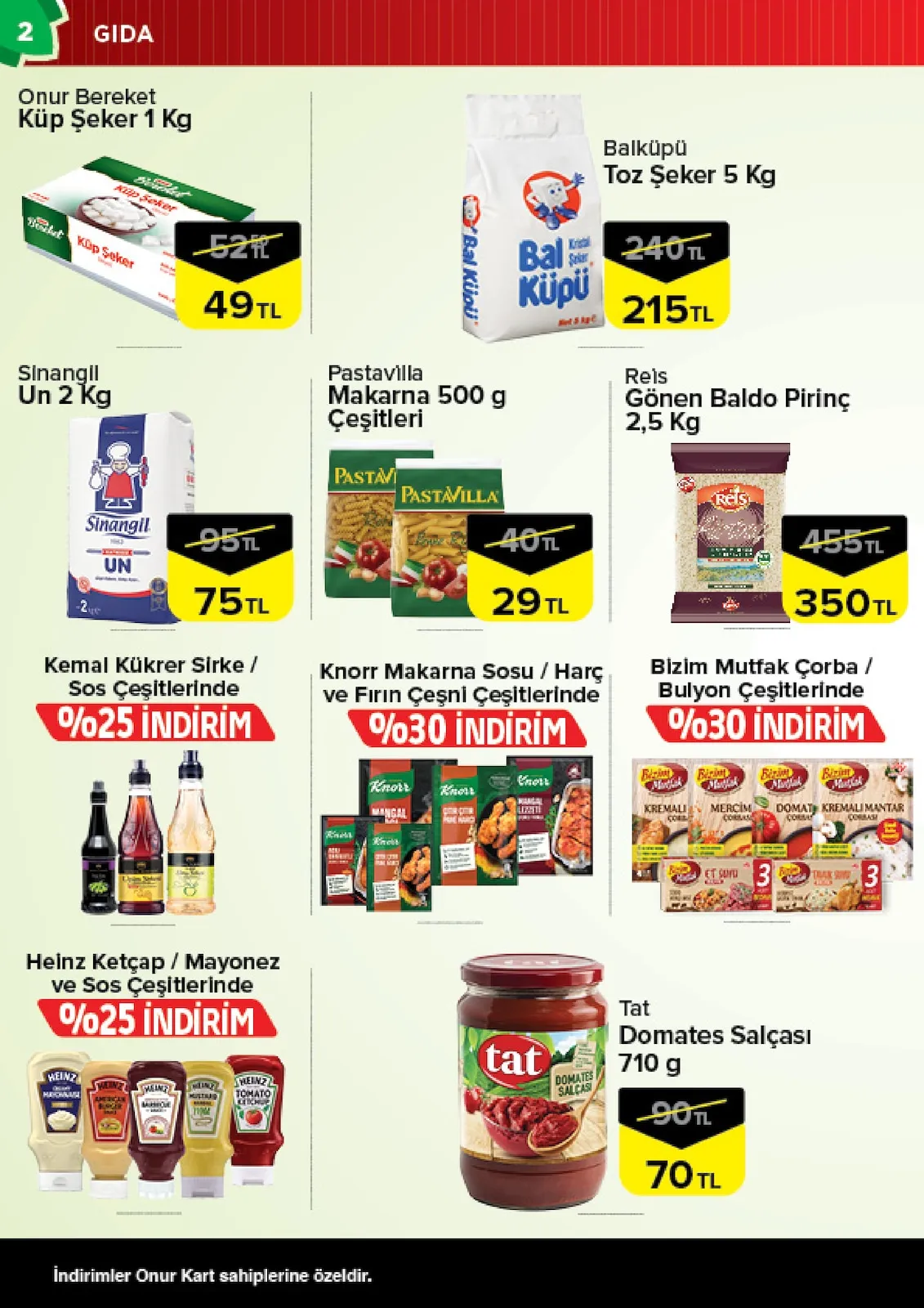 Onur Onur Market 24 Şubat 2026 Aktüel Kataloğu sayfa 1: Pastavilla Makarna 500 G Çeşitleri, Reis Gönen Baldo Pirinç 2,5 Kg