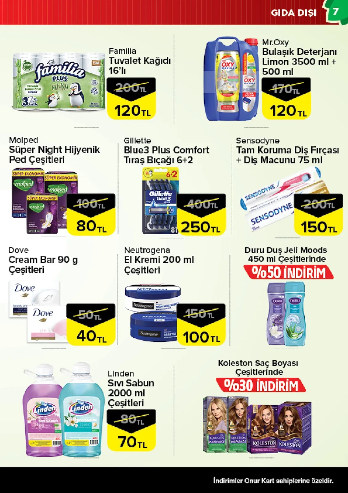 Onur Onur Market 24 Şubat 2026 Aktüel Kataloğu sayfa 5: Gillette Blue3 Plus Comfort Tıraş Bıçağı 6+2, Sensodyne Tam Koruma Diş Fırçası + Diş Macunu 75 Ml