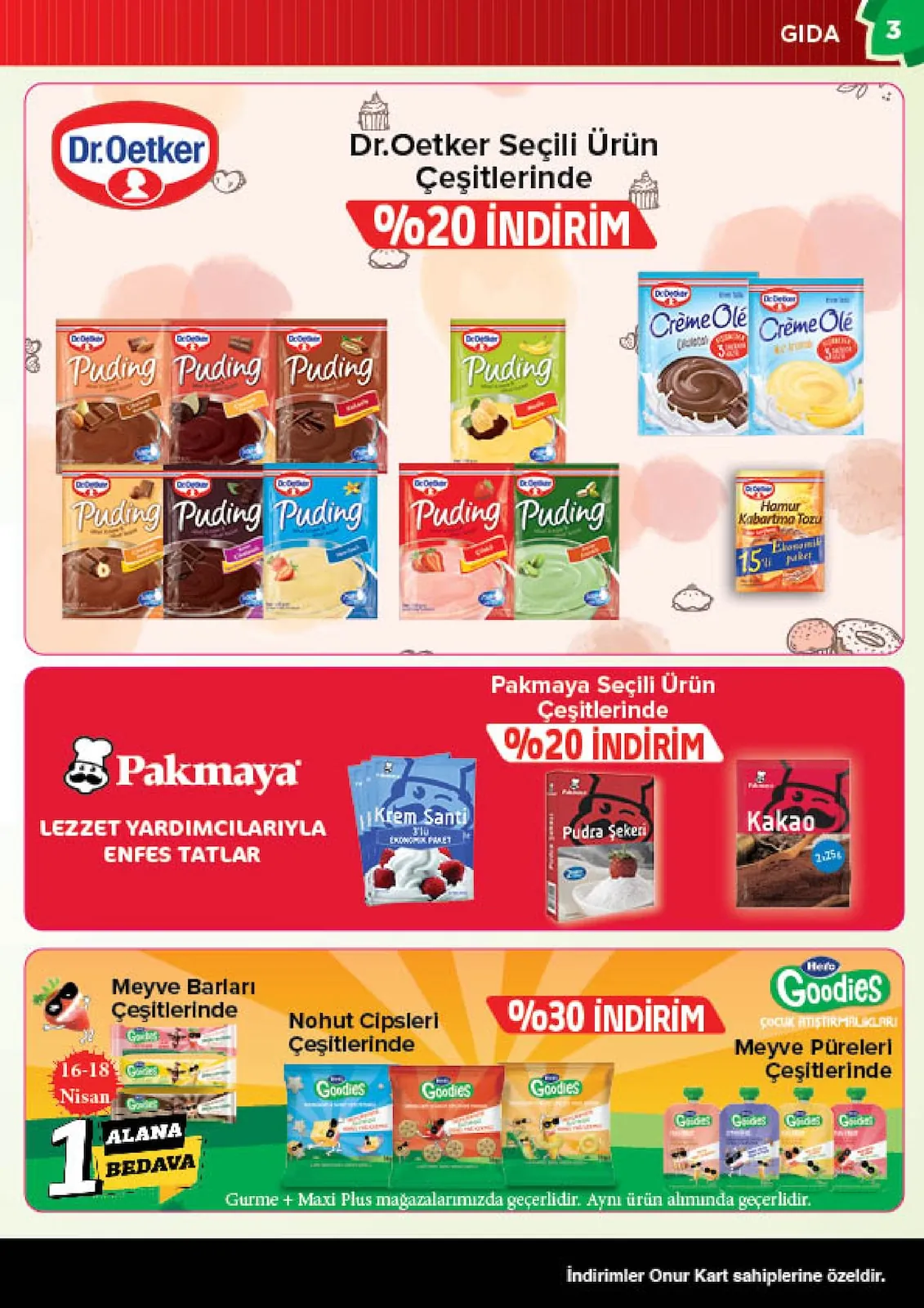 Onur Onur Market 16 Nisan 2026 Aktüel Kataloğu sayfa 3: Dr.Oetker Seçili Ürün Çeşitleri