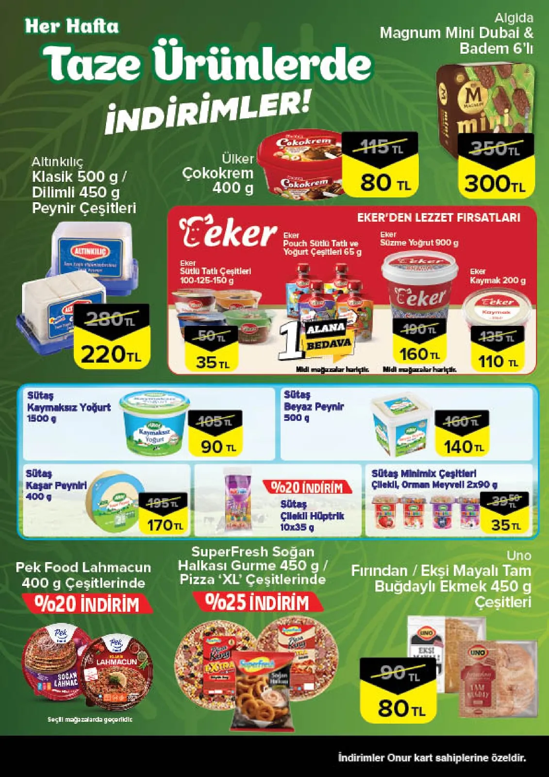 Onur Onur Market 23 Nisan 2026 Aktüel Kataloğu sayfa 3: Sütaş Kaşar Peyniri 400G, Sütaş Kaymaksız Yoğurt 1500G