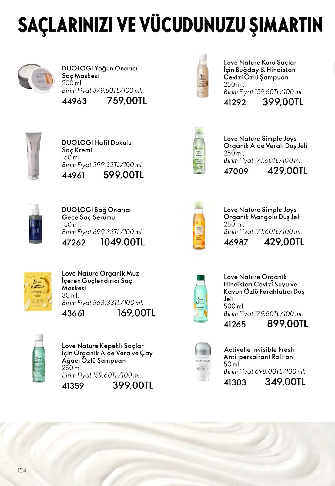 Oriflame Oriflame 1 Şubat 2026 Aktüel Kataloğu sayfa 124: Love Nature Kepekli Saçlar İçin Organik Aloe Vera Ve Çay Ağacı Özlü Şampuan 250 Ml, Duologi Yoğun Onarıcı Saç Maskesi 200 Ml