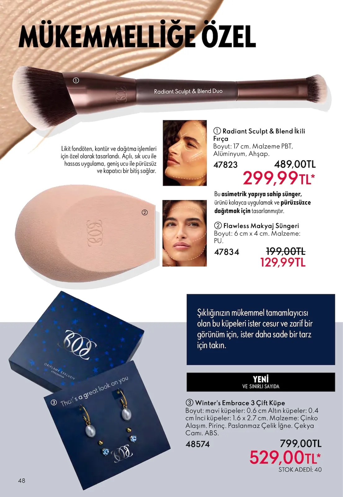 Oriflame Oriflame 1 Şubat 2026 Aktüel Kataloğu sayfa 48: Flawless Makyaj Süngeri, Radiant Sculpt & Blend İkili Fırça