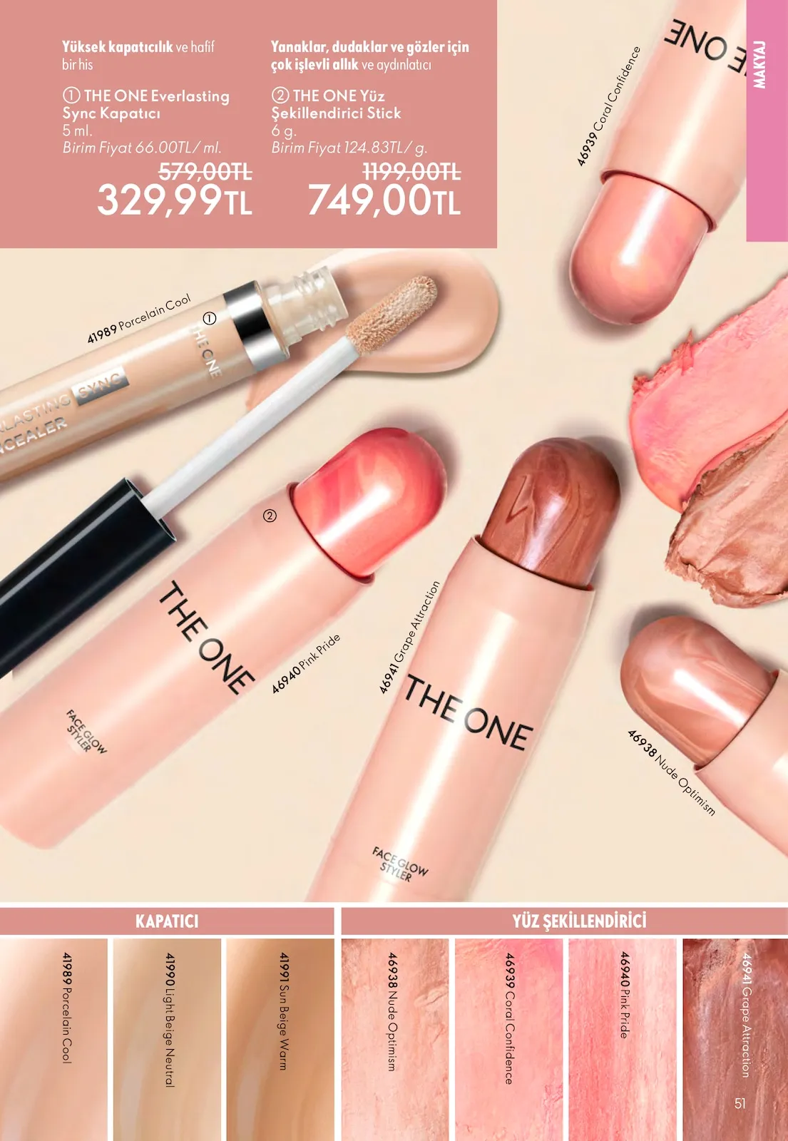 Oriflame Oriflame 1 Şubat 2026 Aktüel Kataloğu sayfa 51: The One Everlasting Sync Kapatıcı 5 Ml, The One Yüz Şekillendirici Stick 6 G