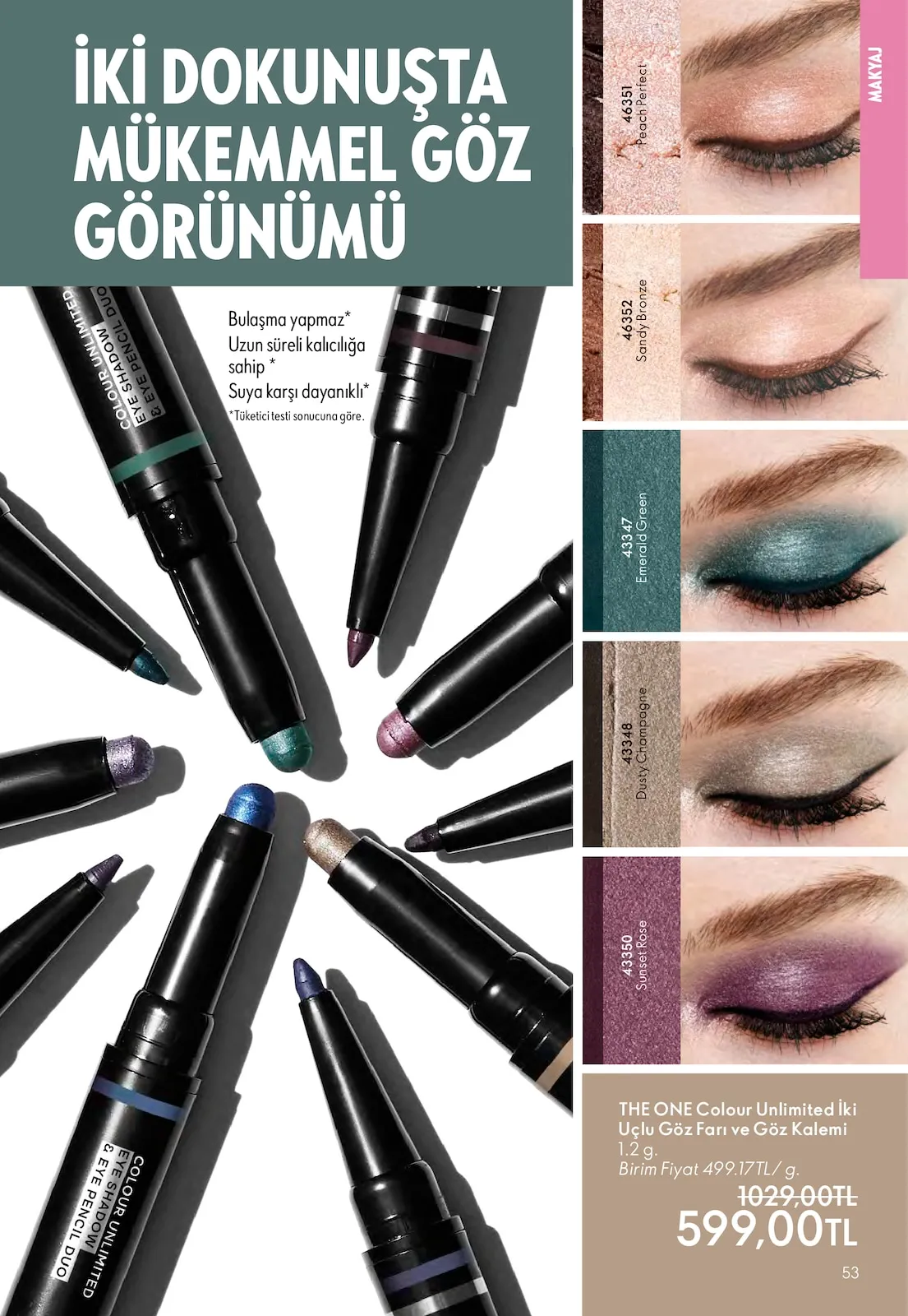 Oriflame Oriflame 1 Şubat 2026 Aktüel Kataloğu sayfa 53: The One Colour Unlimited İki Uçlu Göz Farı Ve Göz Kalemi 1.2 G