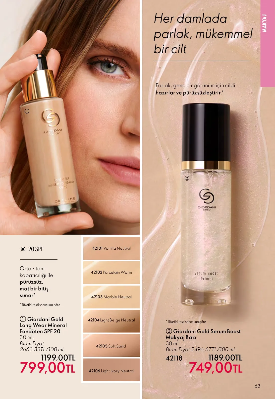 Oriflame Oriflame 1 Şubat 2026 Aktüel Kataloğu sayfa 63: Giordani Gold Long Wear Mineral Fondöten Spf 20 30 Ml, Giordani Gold Long Wear Mineral Fondöten Spf 20 30 Ml