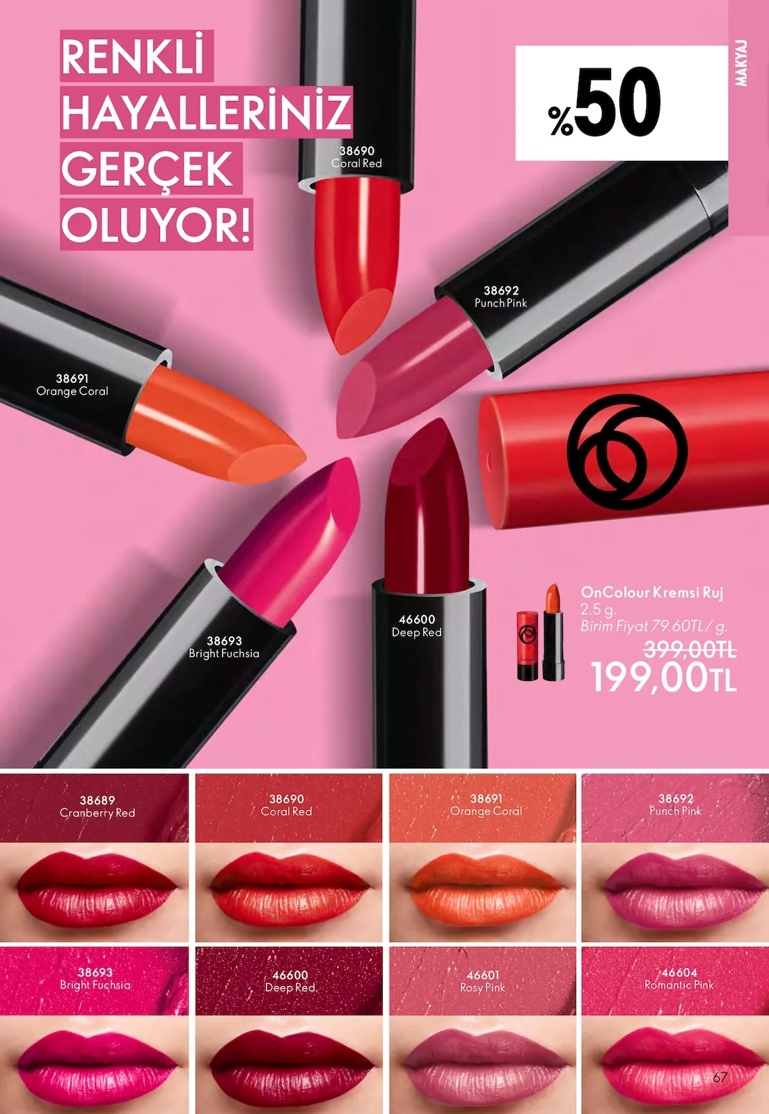 Oriflame Oriflame 1 Şubat 2026 Aktüel Kataloğu sayfa 67: Oncolour Kremsi Ruj 2.5 G