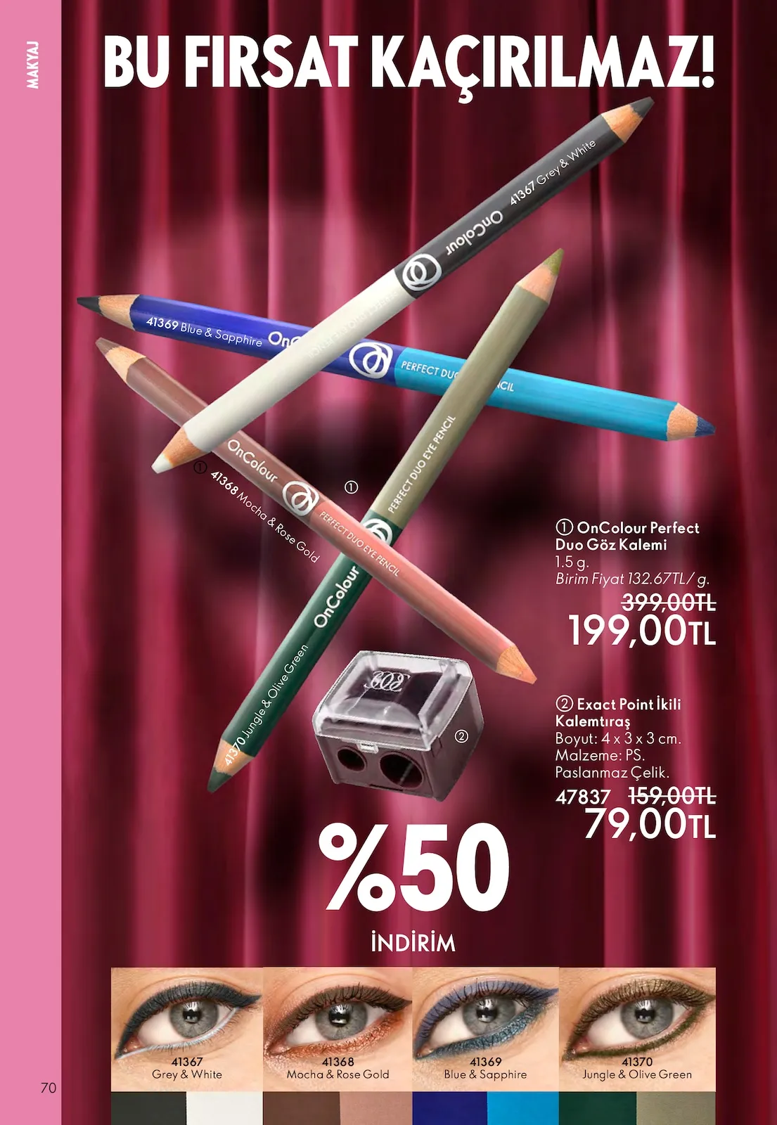 Oriflame Oriflame 1 Şubat 2026 Aktüel Kataloğu sayfa 70: Oncolour Perfect Duo Göz Kalemi 1.5 G.