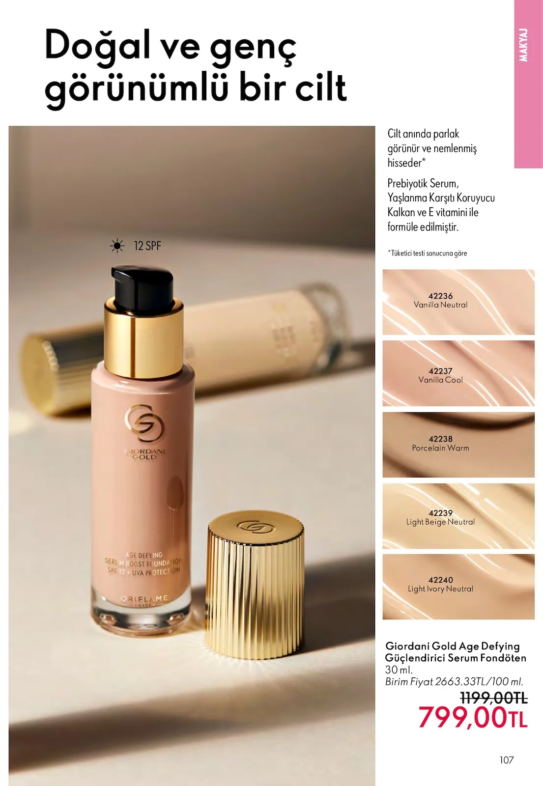 Oriflame Oriflame 1 Mart 2026 Aktüel Kataloğu sayfa 107: Giordani Gold Age Defying Güçlendirici Serum Fondöten 30 Ml