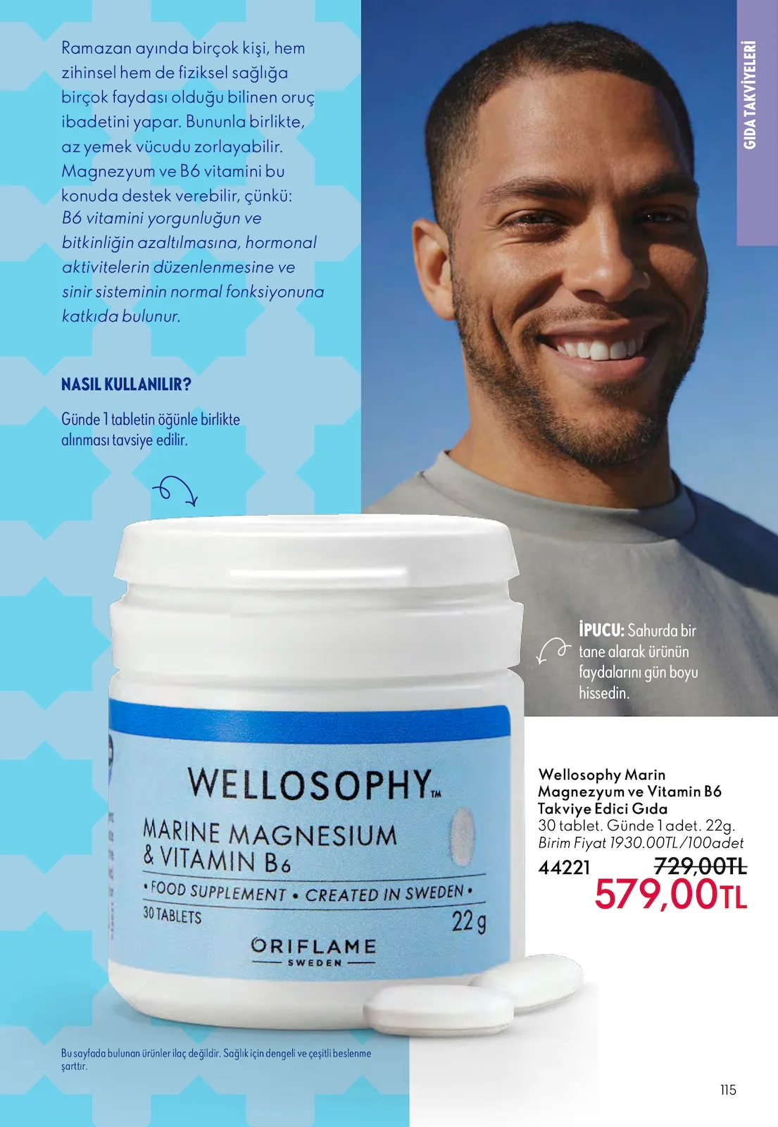 Oriflame Oriflame 1 Mart 2026 Aktüel Kataloğu sayfa 115: Wellosophy Marin Magnezyum Ve Vitamin B6 Takviye Edici Gıda