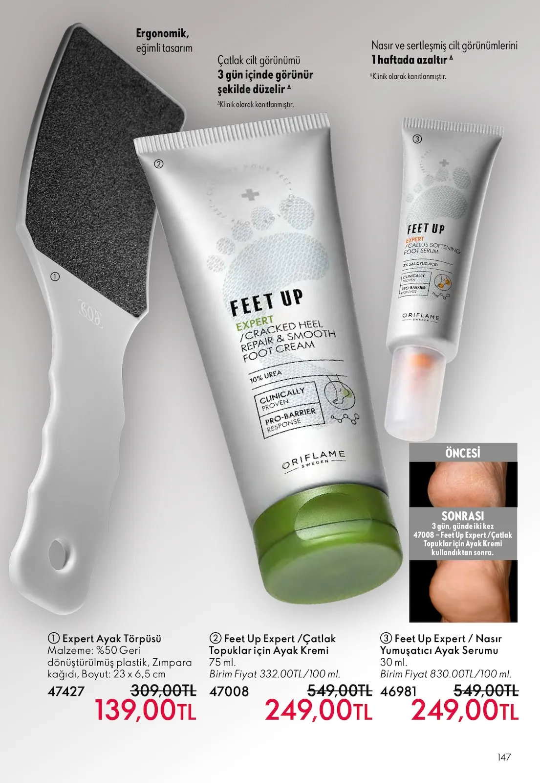 Oriflame Oriflame 1 Mart 2026 Aktüel Kataloğu sayfa 147: Feet Up Expert / Nasır Yumuşatıcı Ayak Serumu 30 Ml., Feet Up Expert / Çatlak Topuklar Için Ayak Kremi 75 Ml.