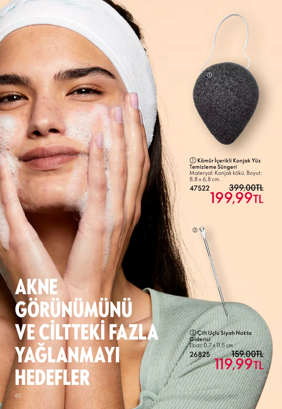 Oriflame Oriflame 1 Mart 2026 Aktüel Kataloğu sayfa 60: Kömür İçerikli Konjak Yüz Temizleme Süngeri, Çift Uçlu Siyah Nokta Giderici