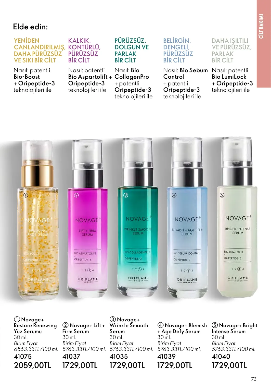 Oriflame Oriflame 1 Mart 2026 Aktüel Kataloğu sayfa 73: Novage+ Restore Renewing Yüz Serumu 30 Ml