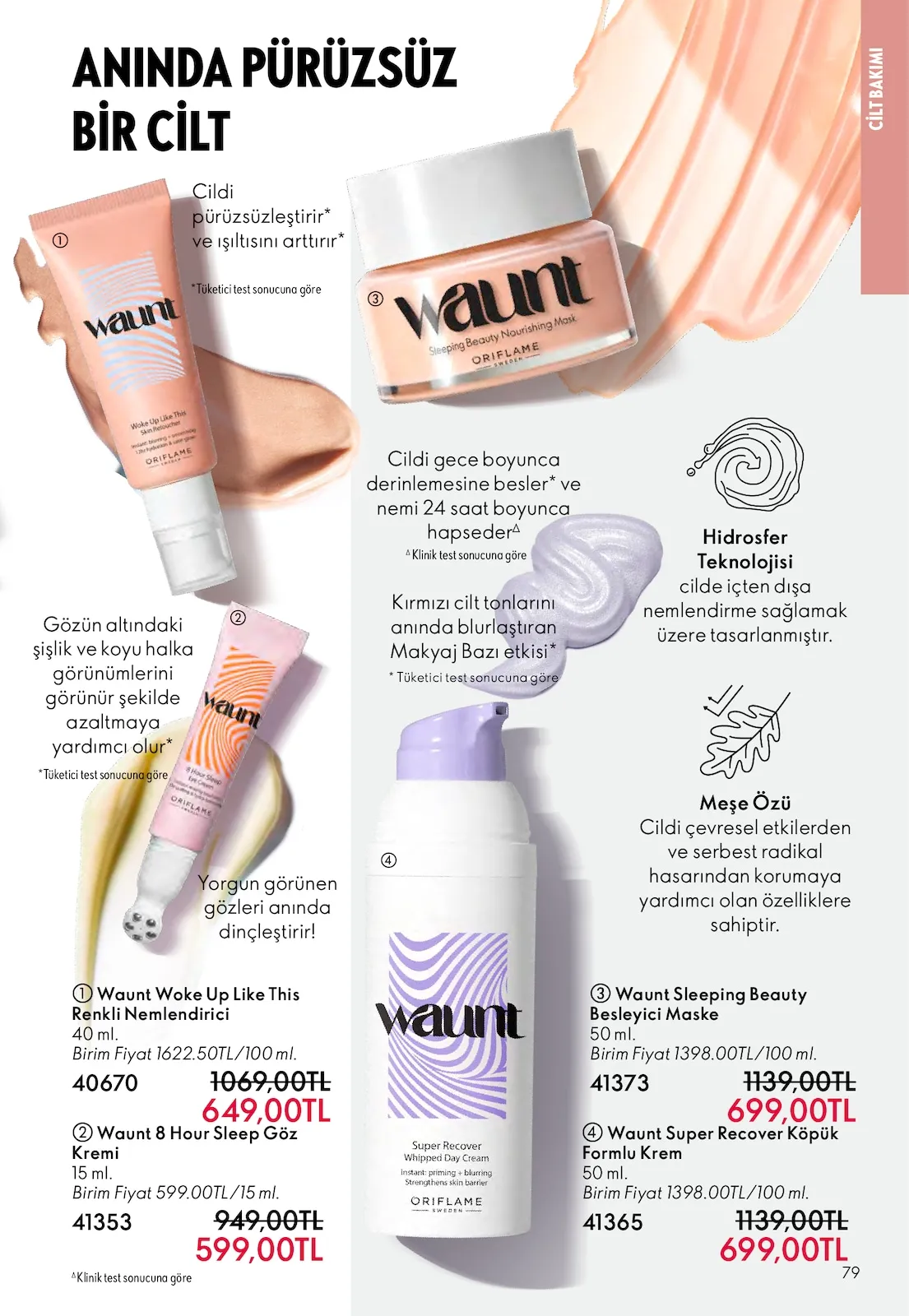 Oriflame Oriflame 1 Mart 2026 Aktüel Kataloğu sayfa 79: Waunt Wake Up Like This Renkli Nemlendirici 40 Ml, Waunt Sleeping Beauty Besleyici Maske 50 Ml