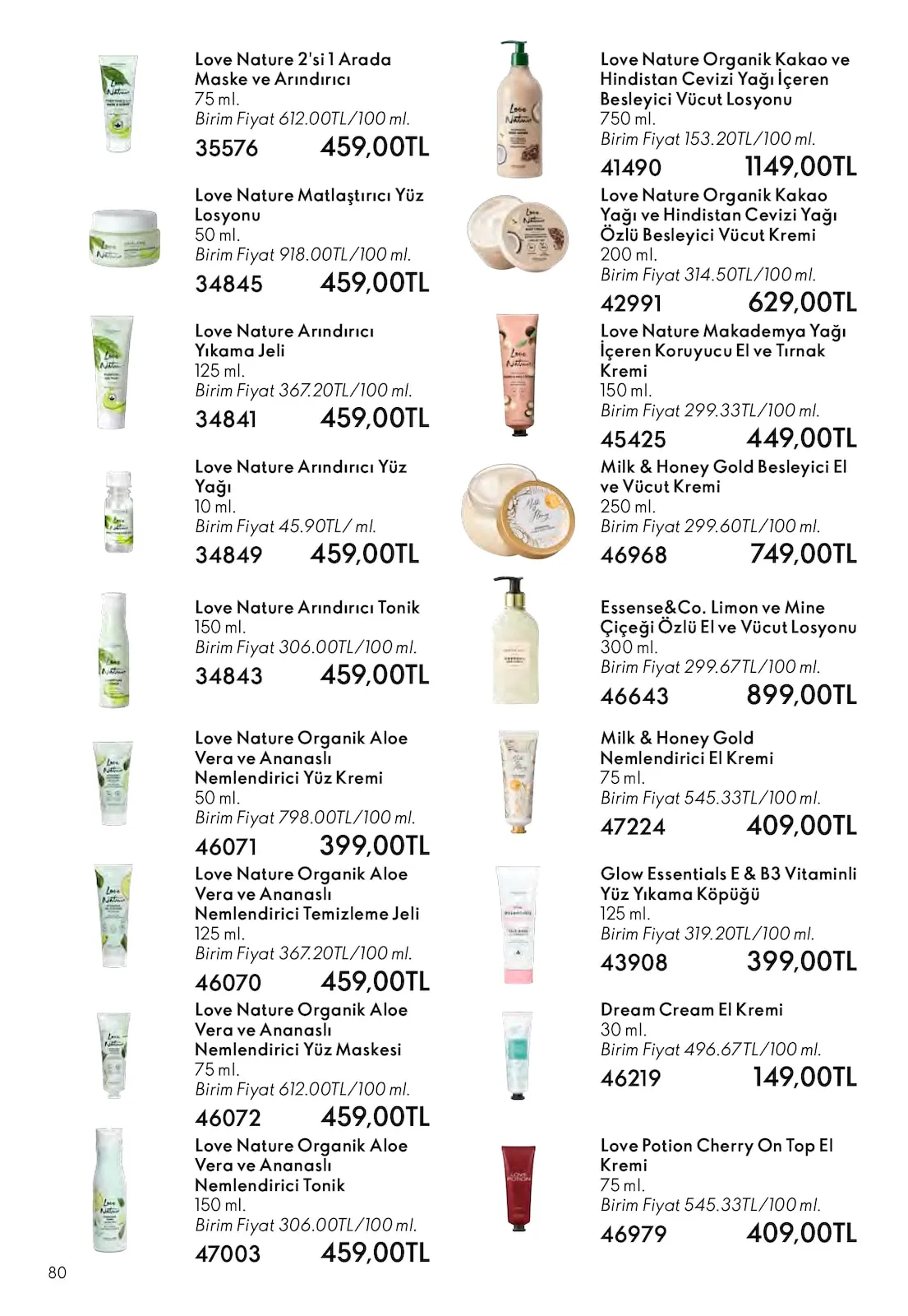 Oriflame Oriflame 1 Mart 2026 Aktüel Kataloğu sayfa 80: Love Nature Arındırıcı Yıkama Jeli 125 Ml, Love Nature Arındırıcı Tonik 150 Ml