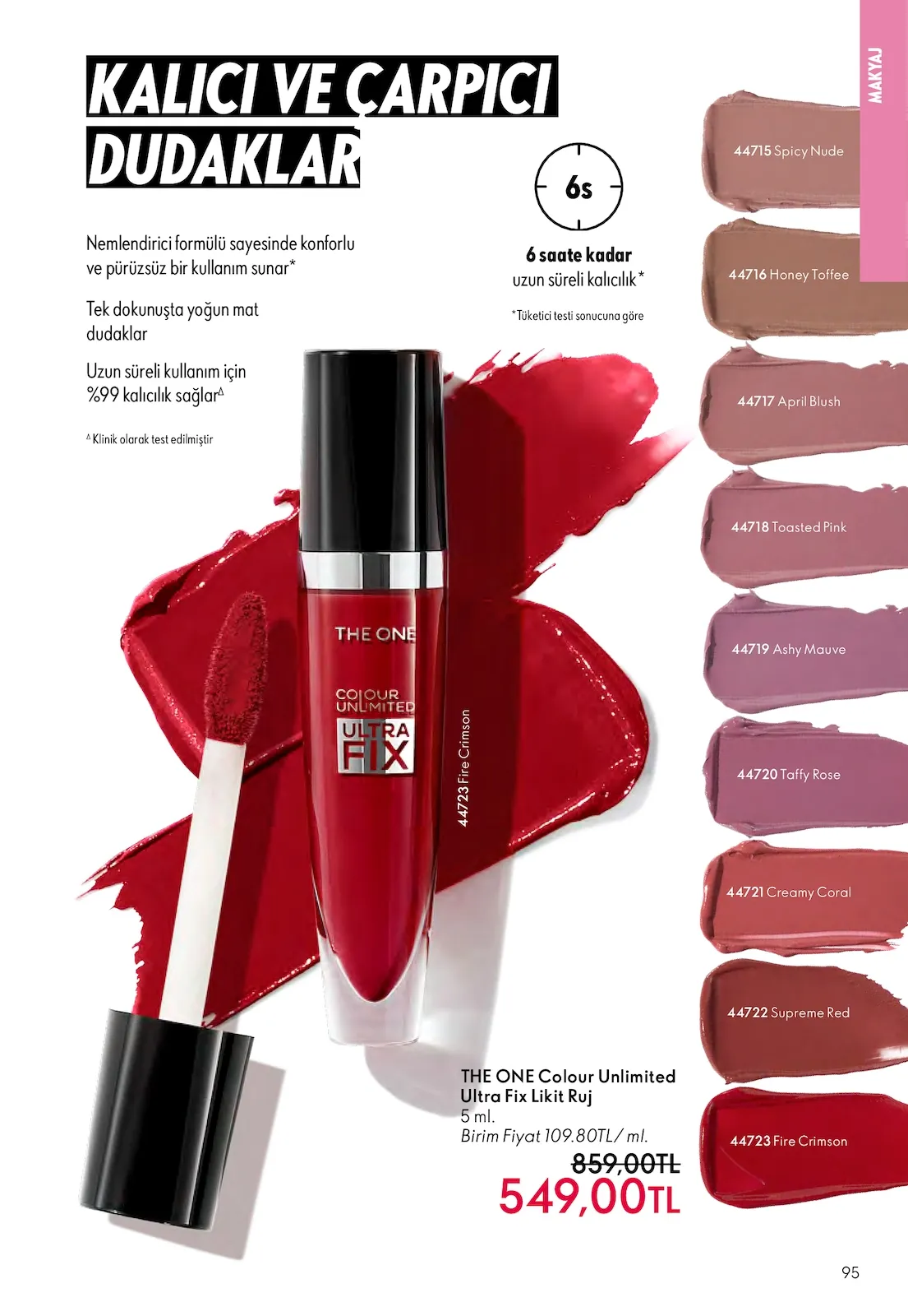 Oriflame Oriflame 1 Mart 2026 Aktüel Kataloğu sayfa 95: The One Colour Unlimited Ultra Fix Likit Ruj 5 Ml