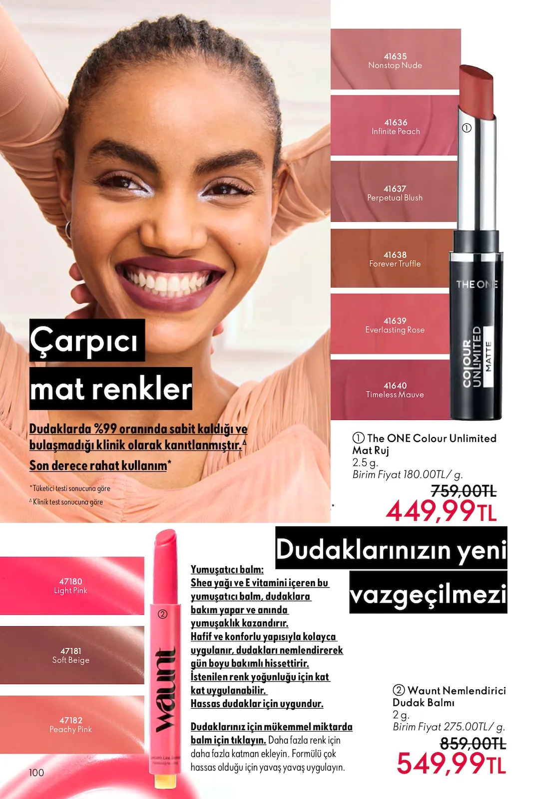 Oriflame Oriflame 1 Nisan 2026 Aktüel Kataloğu sayfa 100: The One Colour Unlimited Mat Ruj 2.5G