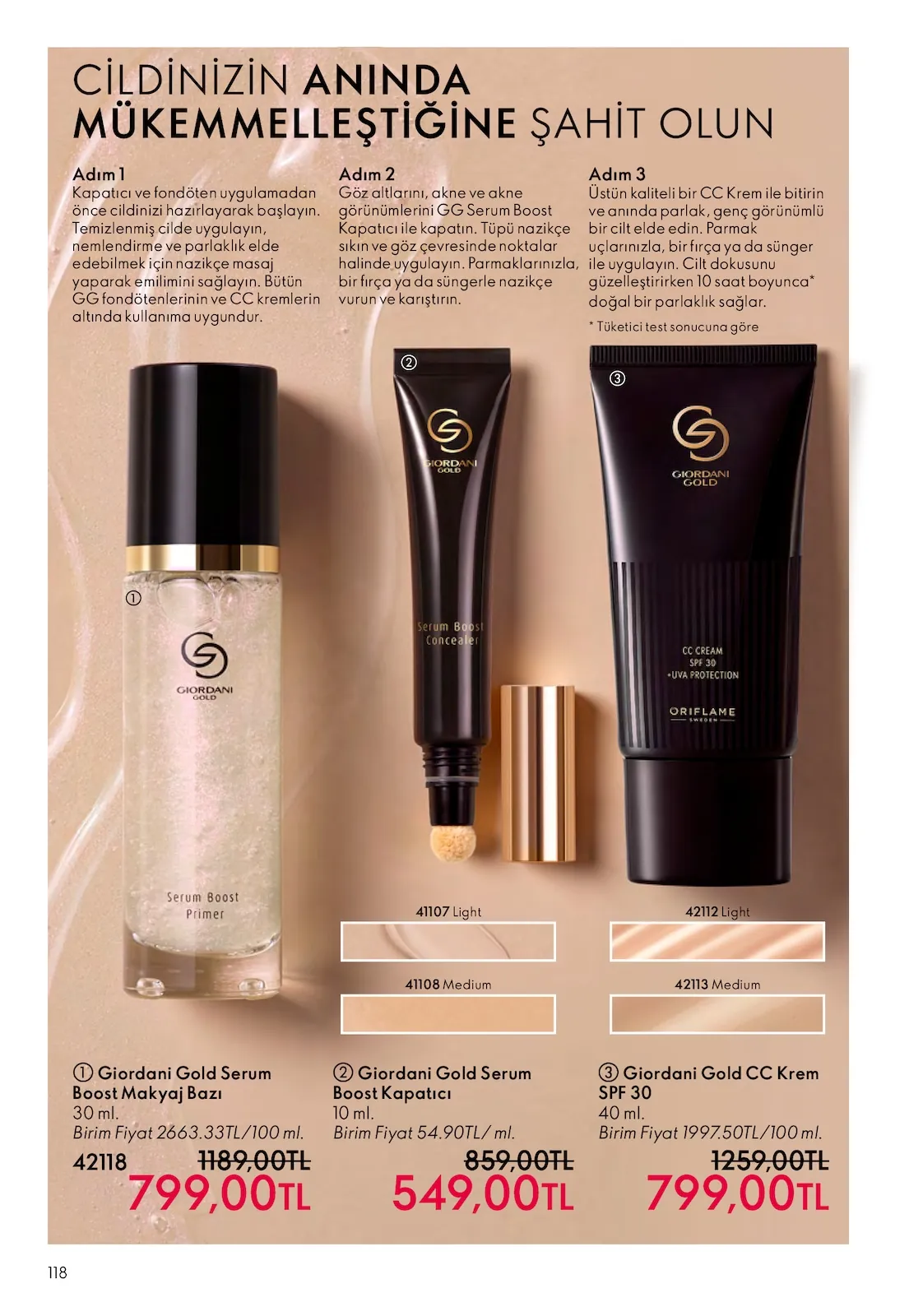 Oriflame Oriflame 1 Nisan 2026 Aktüel Kataloğu sayfa 118: Giordani Gold Serum Boost Makyaj Bazı 30 Ml