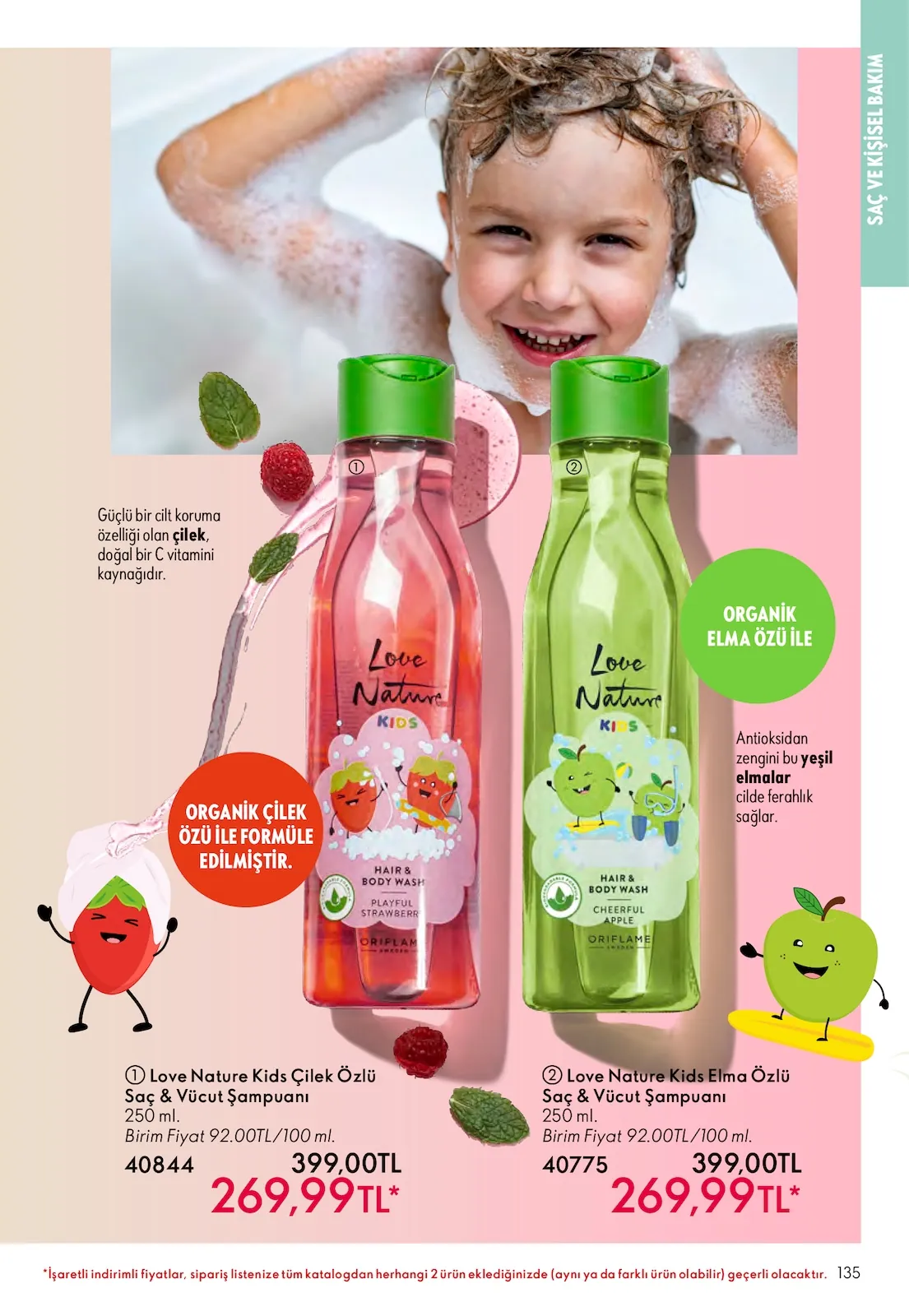 Oriflame Oriflame 1 Nisan 2026 Aktüel Kataloğu sayfa 135: Love Nature Kids Çilek Özlü Saç & Vücut Şampuanı 250 Ml