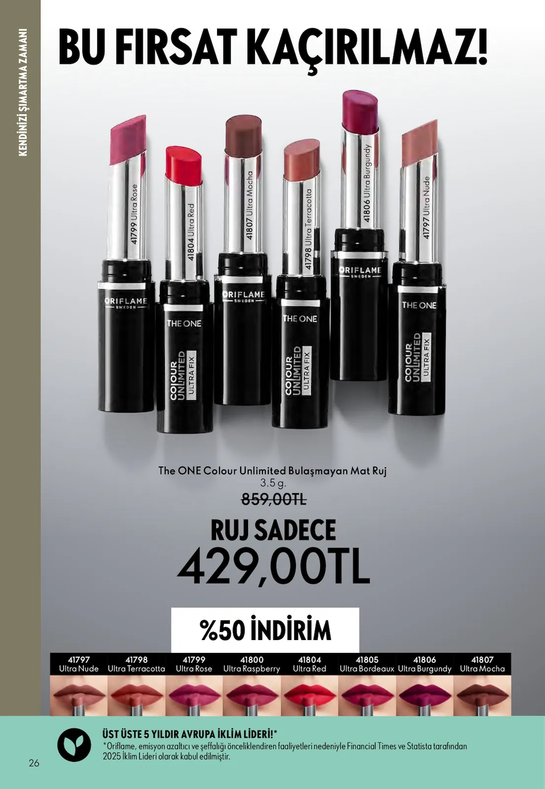 Oriflame Oriflame 1 Nisan 2026 Aktüel Kataloğu sayfa 26: The One Colour Unlimited Bulaşmayan Mat Ruj 3.5 G.