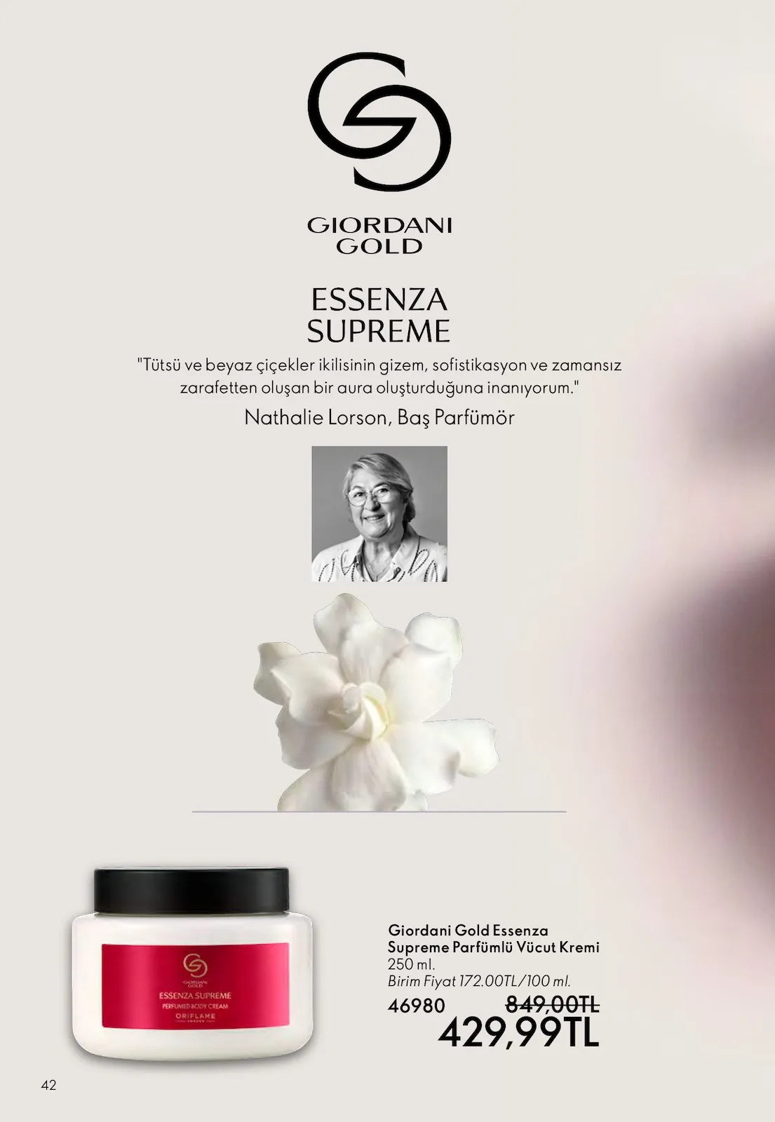 Oriflame Oriflame 1 Nisan 2026 Aktüel Kataloğu sayfa 42: Giordani Gold Essenza Supreme Parfümlü Vücut Kremi 250 Ml.