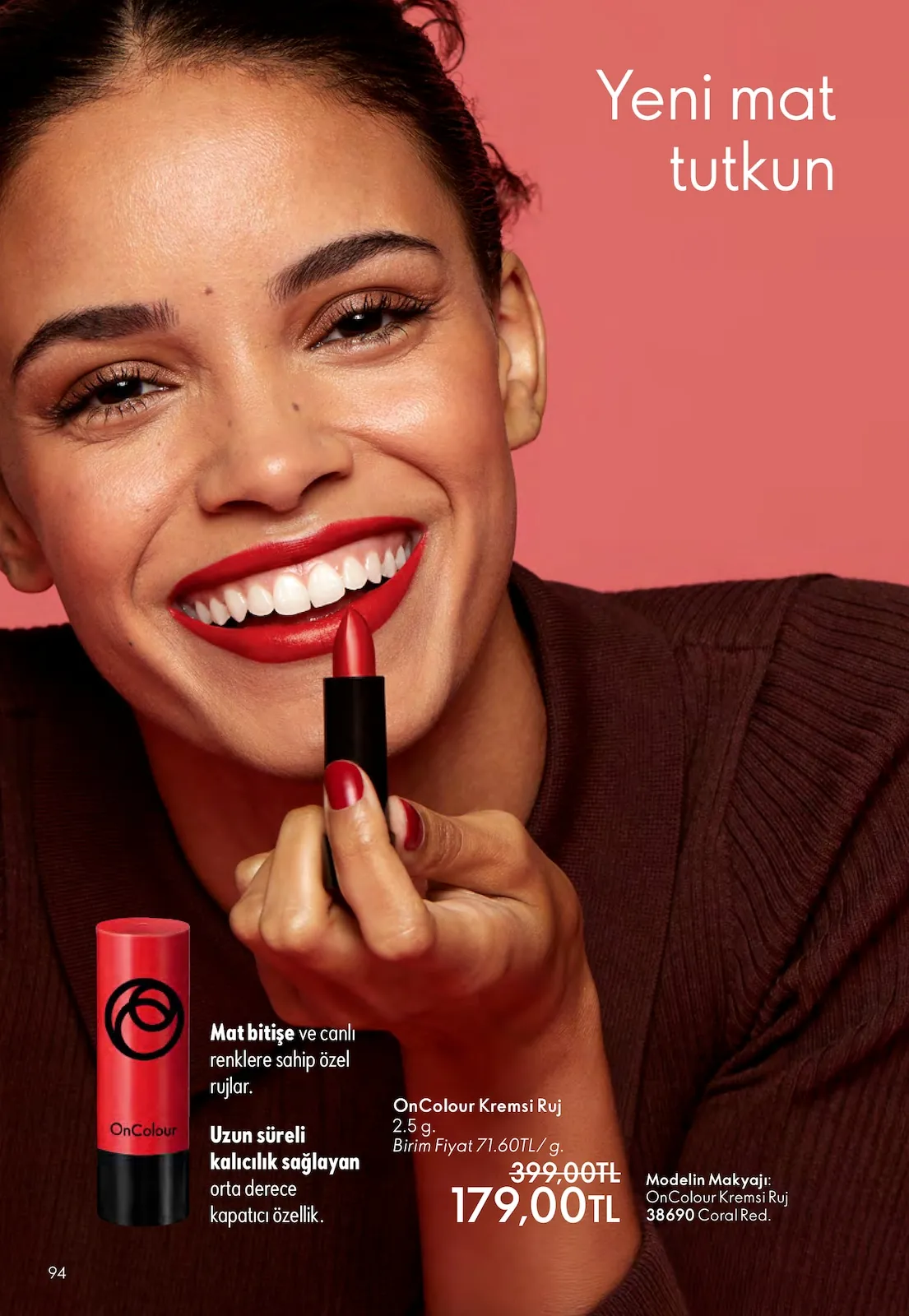 Oriflame Oriflame 1 Nisan 2026 Aktüel Kataloğu sayfa 94: Oncolour Kremsi Ruj 2.5 G.
