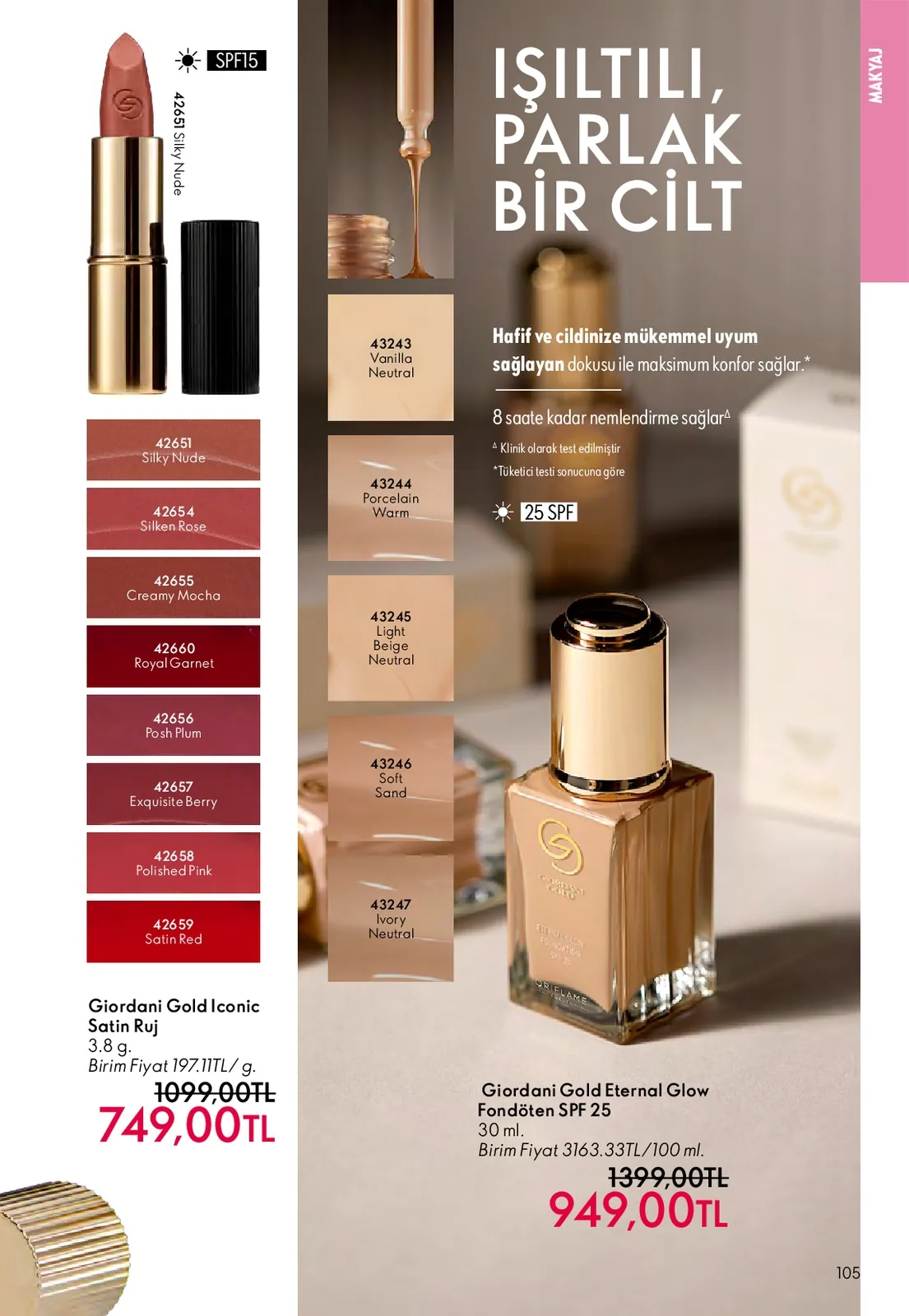 Oriflame Oriflame 1 Mayıs 2026 Aktüel Kataloğu sayfa 105: Giordani Gold Eternal Glow Fondöten Spf 25 30Ml