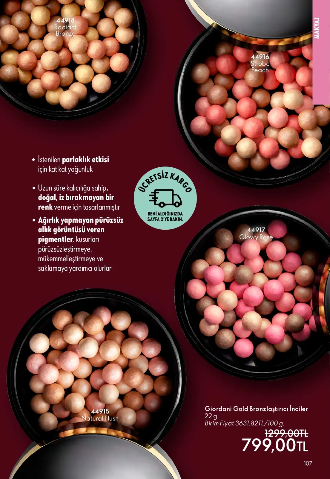 Oriflame Oriflame 1 Mayıs 2026 Aktüel Kataloğu sayfa 107: Giordani Gold Bronzlaştırıcı İnciler 22G