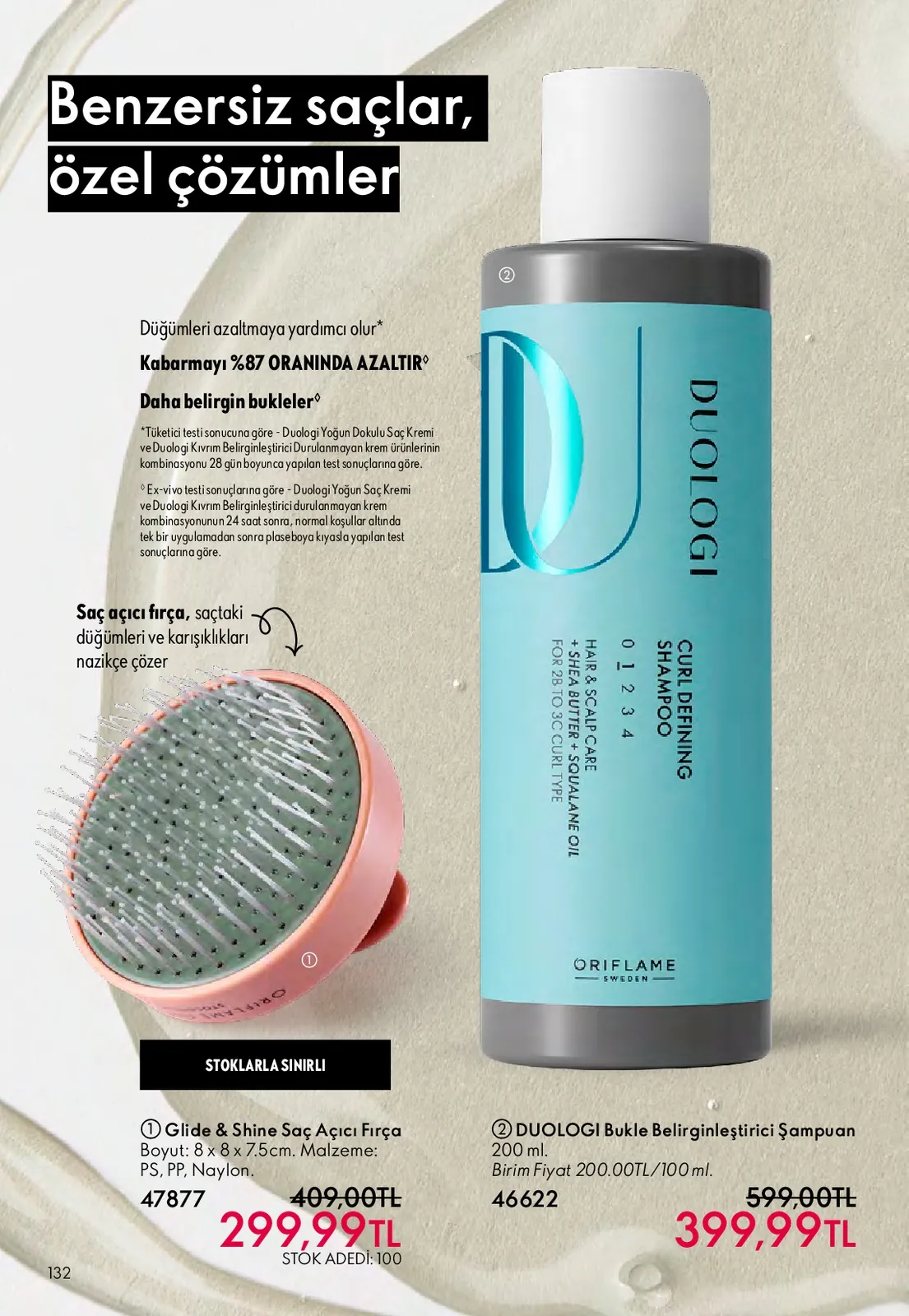Oriflame Oriflame 1 Mayıs 2026 Aktüel Kataloğu sayfa 132: Glide & Shine Saç Açıcı Fırça 8 X 8 X 7.5Cm, Duologi Bukle Belirginleştirici Şampuan 200Ml