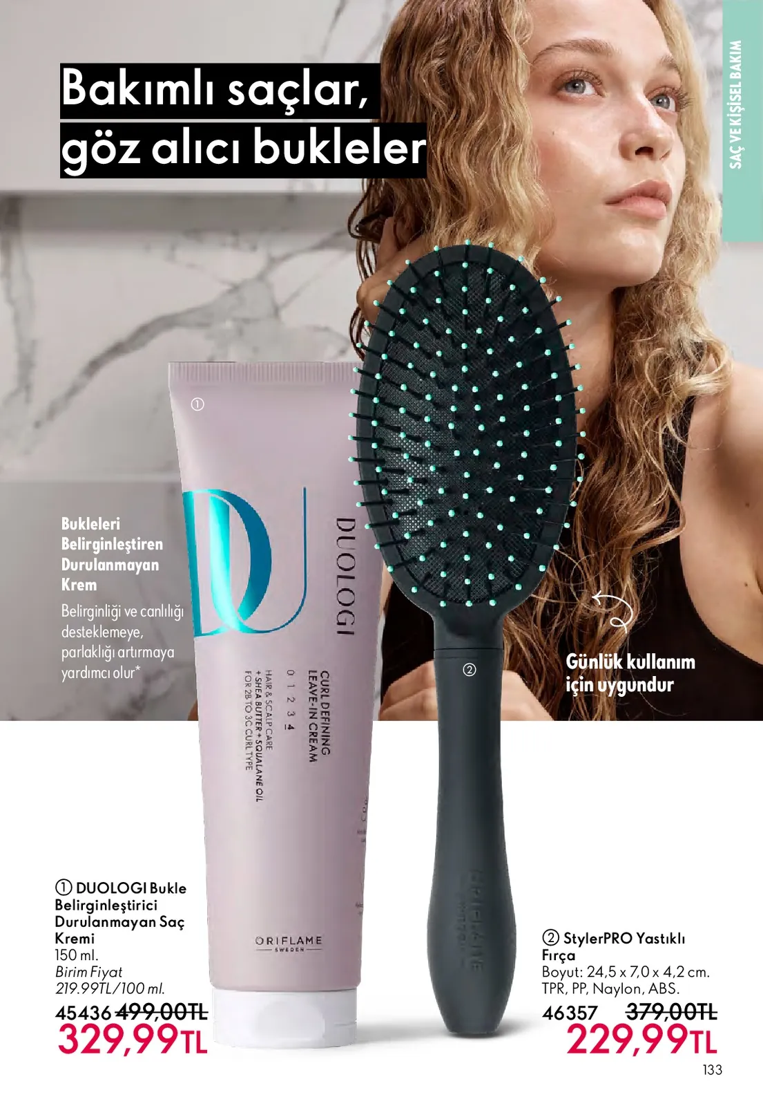 Oriflame Oriflame 1 Mayıs 2026 Aktüel Kataloğu sayfa 133: Duologi Bukle Belirginleştirici Durulanmayan Saç Kremi 150Ml, Stylerpro Yastikli Firça