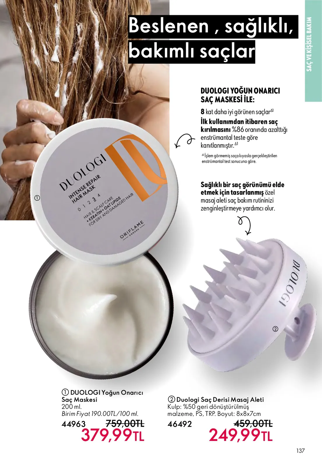Oriflame Oriflame 1 Mayıs 2026 Aktüel Kataloğu sayfa 137: Duologi Yoğun Onarıcı Saç Maskesi 200Ml, Duologi Saç Derisi Masaj Aleti