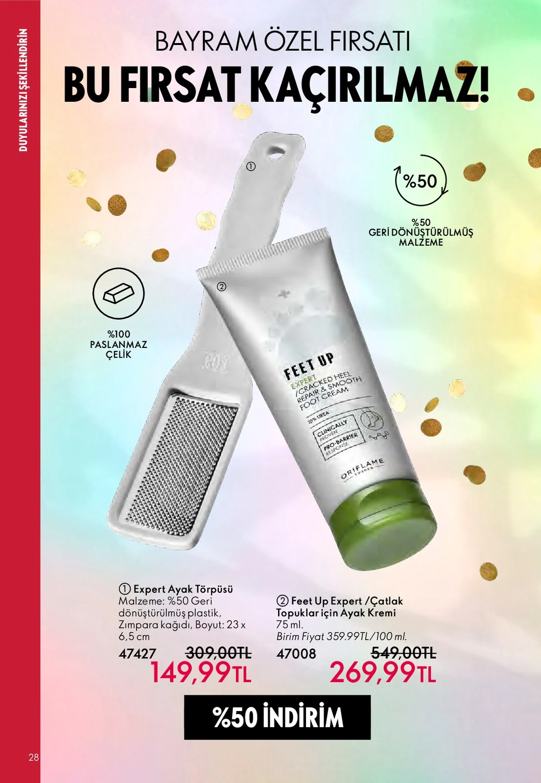 Oriflame Oriflame 1 Mayıs 2026 Aktüel Kataloğu sayfa 28: Expert Ayak Törpüsü 23X6.5 Cm, Feet Up Expert Çatlak Topuklar Için Ayak Kremi 75Ml