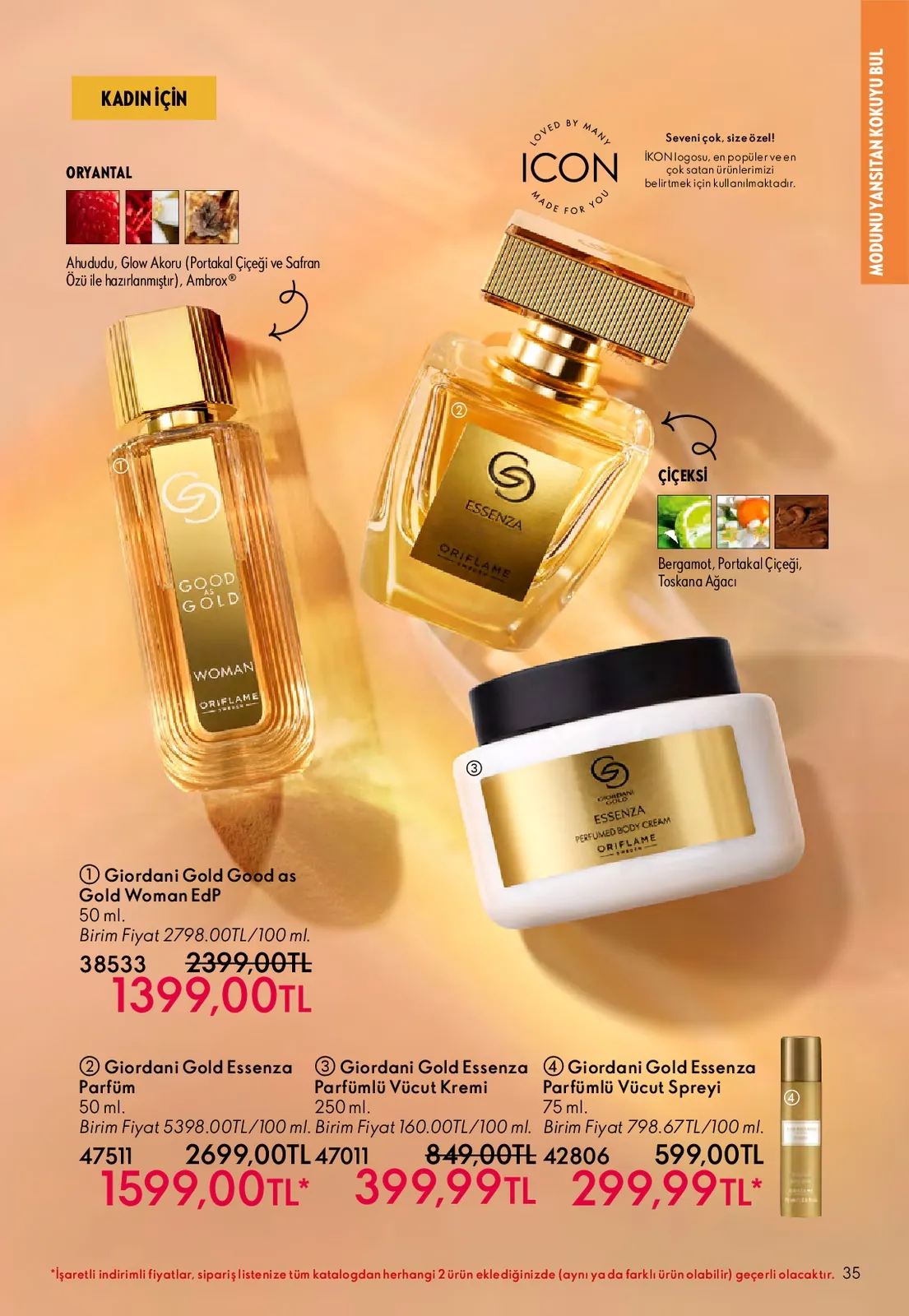 Oriflame Oriflame 1 Mayıs 2026 Aktüel Kataloğu sayfa 35: Giordani Gold Good As Gold Woman Edp 50 Ml, Giordani Gold Essenza Parfüm 50 Ml