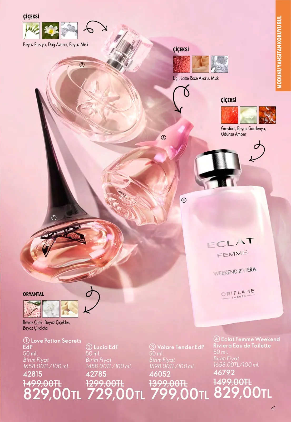 Oriflame Oriflame 1 Mayıs 2026 Aktüel Kataloğu sayfa 41: Love Potion Secrets Edp 50 Ml, Lucia Edt 50 Ml