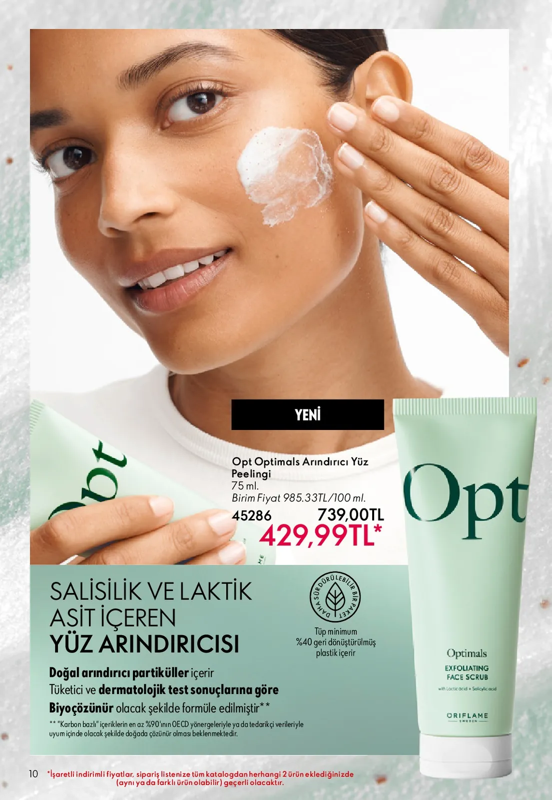 Oriflame Oriflame 1 Haziran 2026 Aktüel Kataloğu sayfa 10: Opt Optimals Arındırıcı Yüz Peelingi 75Ml