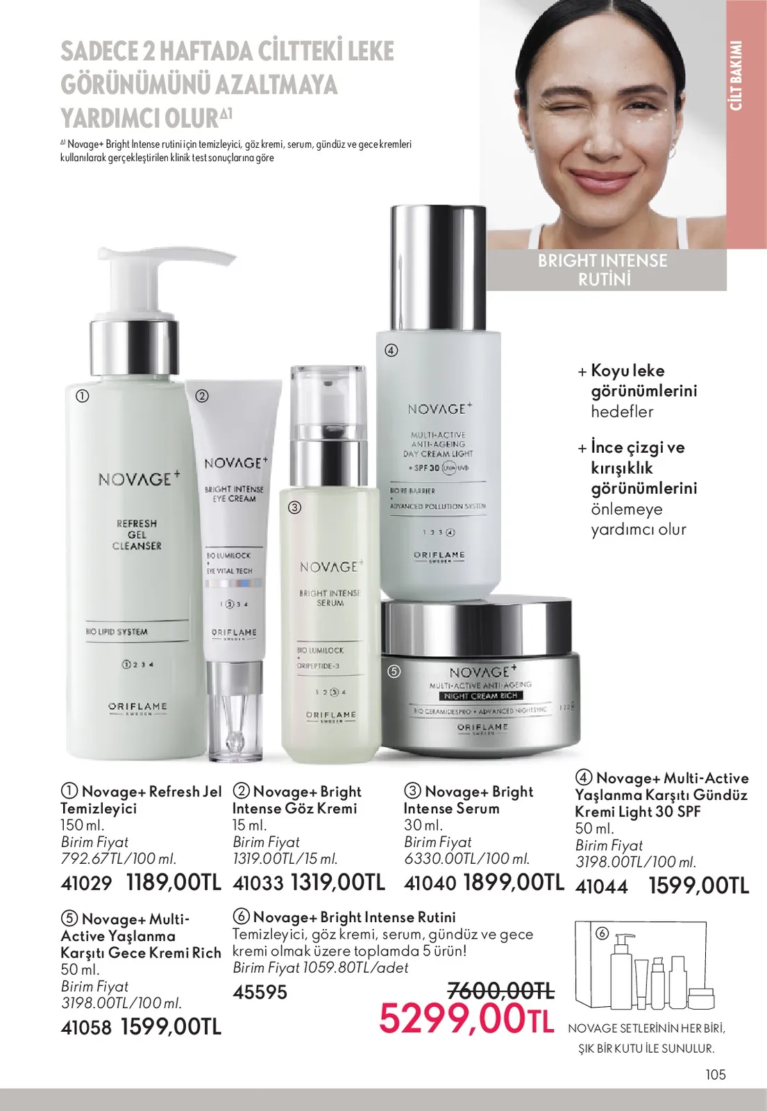 Oriflame Oriflame 1 Haziran 2026 Aktüel Kataloğu sayfa 105: Novage+ Multi-Active Anti-Ageing Night Cream Rich 50 Ml, Novage+ Multi-Active Yaşlanma Karşıtı Gündüz Kremi Light 30 Spf 50 Ml