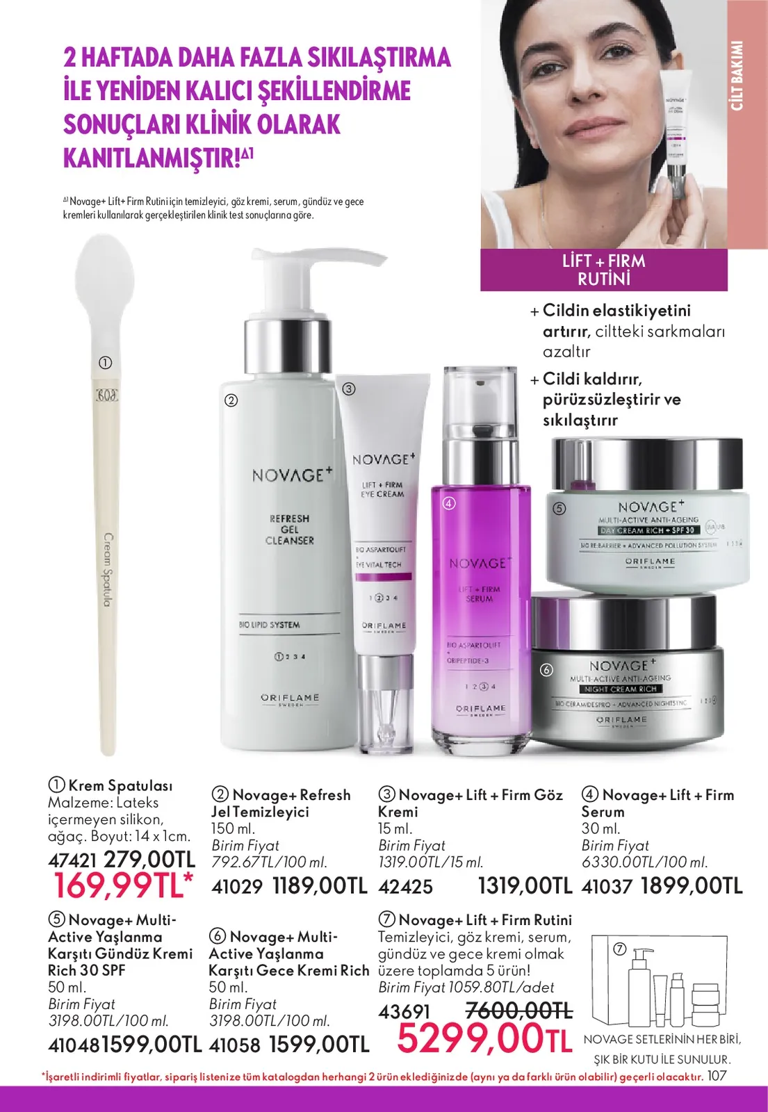 Oriflame Oriflame 1 Haziran 2026 Aktüel Kataloğu sayfa 107: Krem Spatulası 14X1Cm, Novage Refresh Jel Temizleyici 150Ml