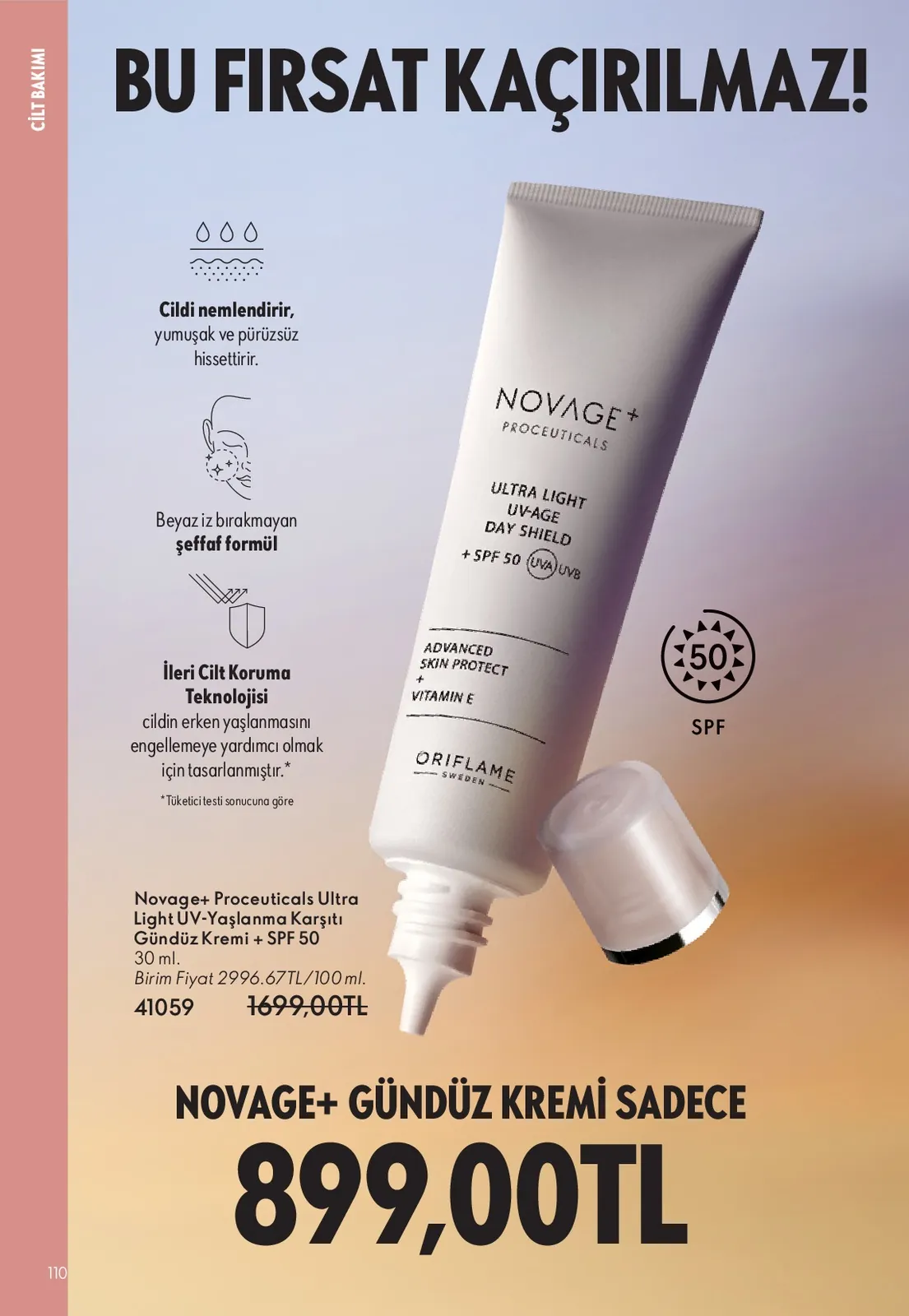 Oriflame Oriflame 1 Haziran 2026 Aktüel Kataloğu sayfa 110: Novage+ Proceuticals Ultra Light Uv-Yaşlanma Karşıtı Gündüz Kremi + Spf 50