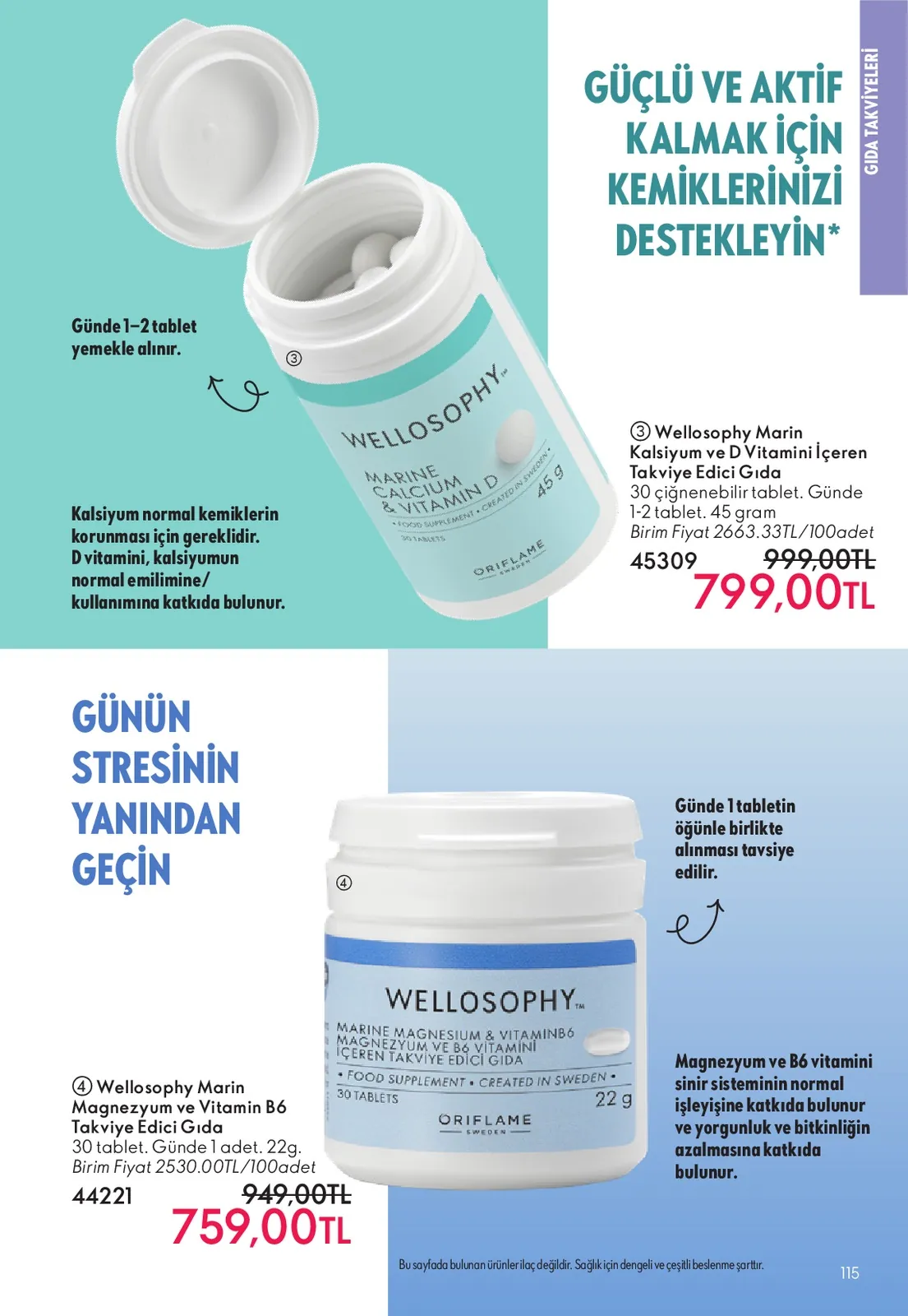 Oriflame Oriflame 1 Haziran 2026 Aktüel Kataloğu sayfa 115: Wellosophy Marin Magnezyum Ve Vitamin B6 Takviye Edici Gıda 30 Tablet