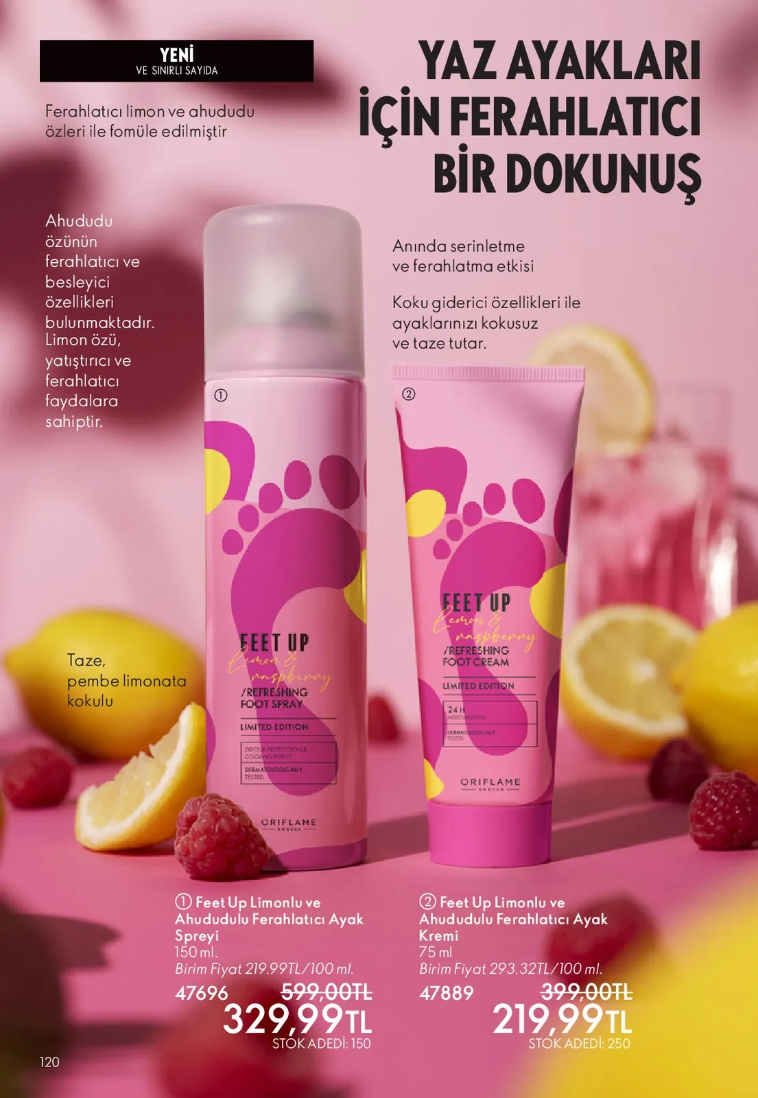 Oriflame Oriflame 1 Haziran 2026 Aktüel Kataloğu sayfa 120: Feet Up Limonlu Ve Ahududulu Ferahlatıcı Ayak Spreyi 150Ml