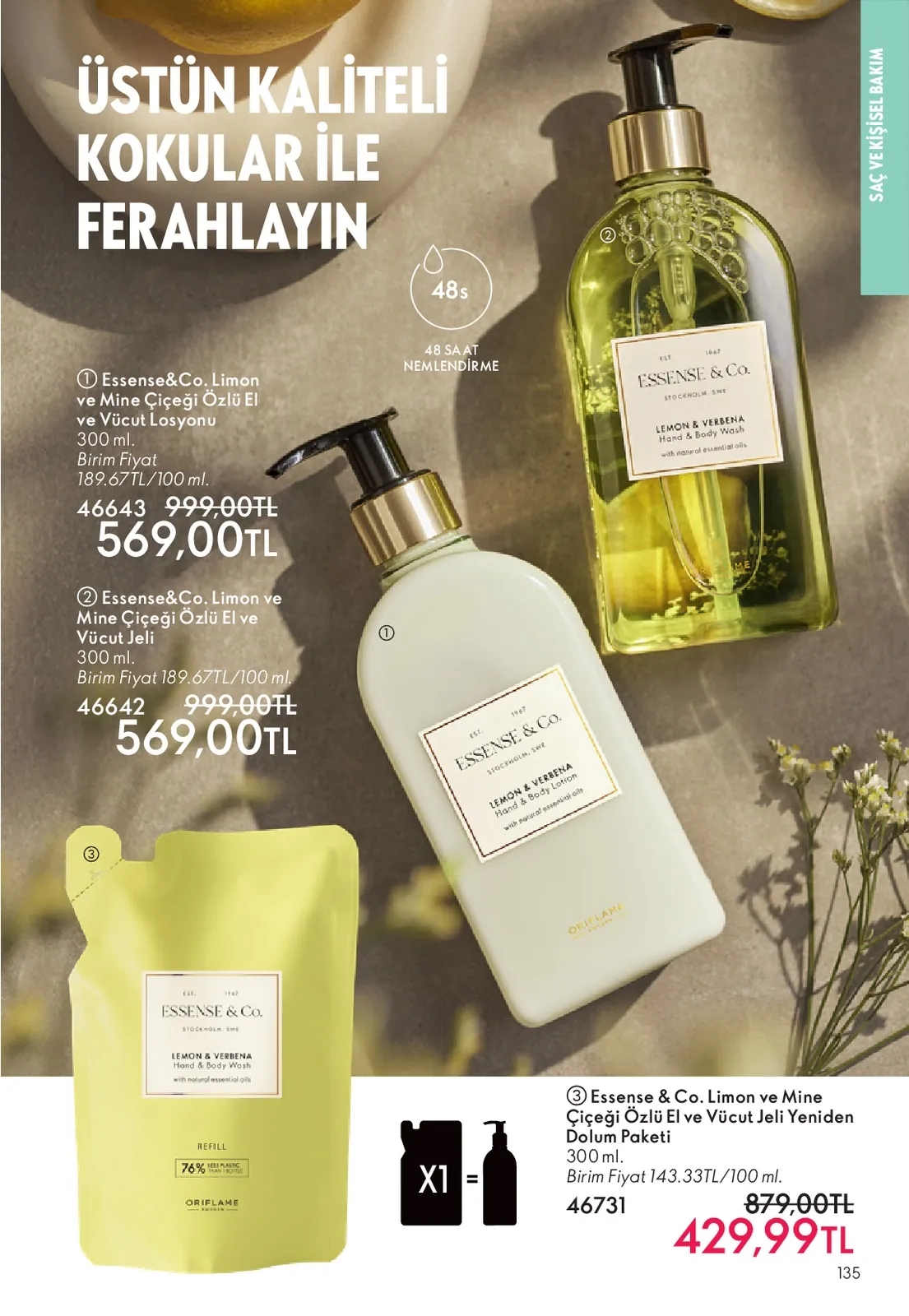 Oriflame Oriflame 1 Haziran 2026 Aktüel Kataloğu sayfa 135: Essense & Co. Limon Ve Mine Çiçeği Özlü El Ve Vücut Losyonu 300Ml, Essense & Co. Limon Ve Mine Çiçeği Özlü El Ve Vücut Jeli 300Ml