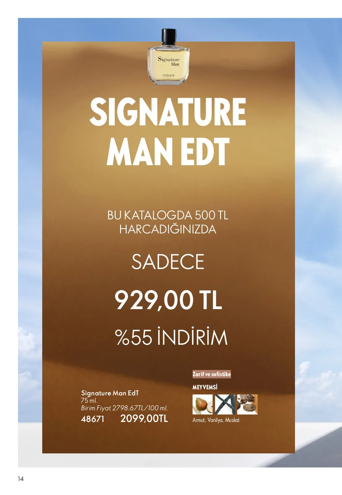 Oriflame Oriflame 1 Haziran 2026 Aktüel Kataloğu sayfa 14: Signature Man Edt 75Ml