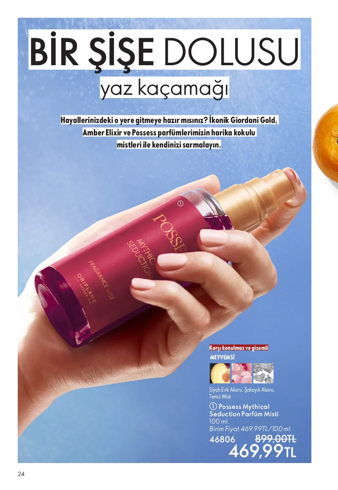 Oriflame Oriflame 1 Haziran 2026 Aktüel Kataloğu sayfa 24: Oriflame Possess Mythical Seduction Parfüm Misti 100Ml