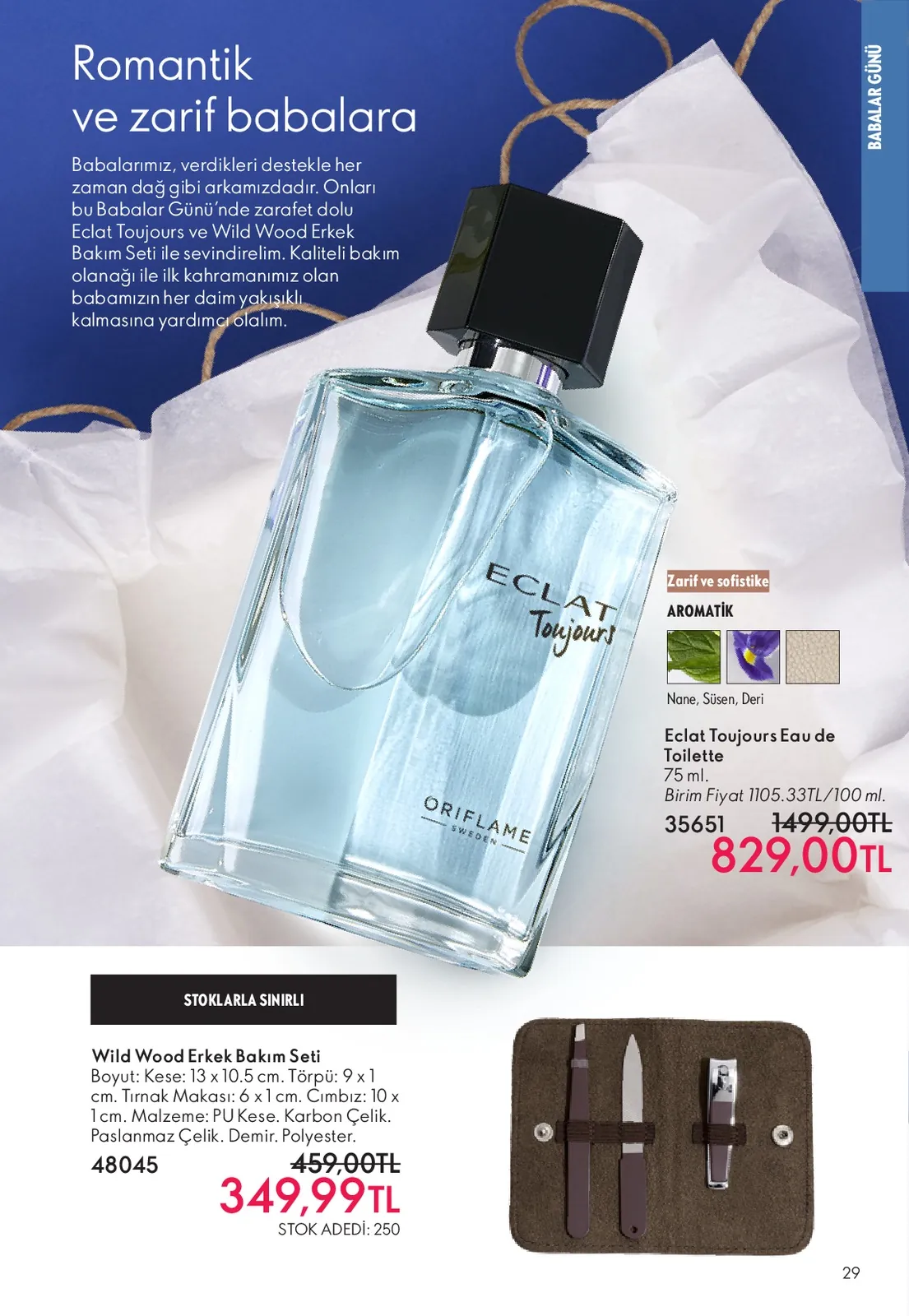Oriflame Oriflame 1 Haziran 2026 Aktüel Kataloğu sayfa 29: Eclat Toujours Eau De Toilette 75Ml, Wild Wood Erkek Bakım Seti