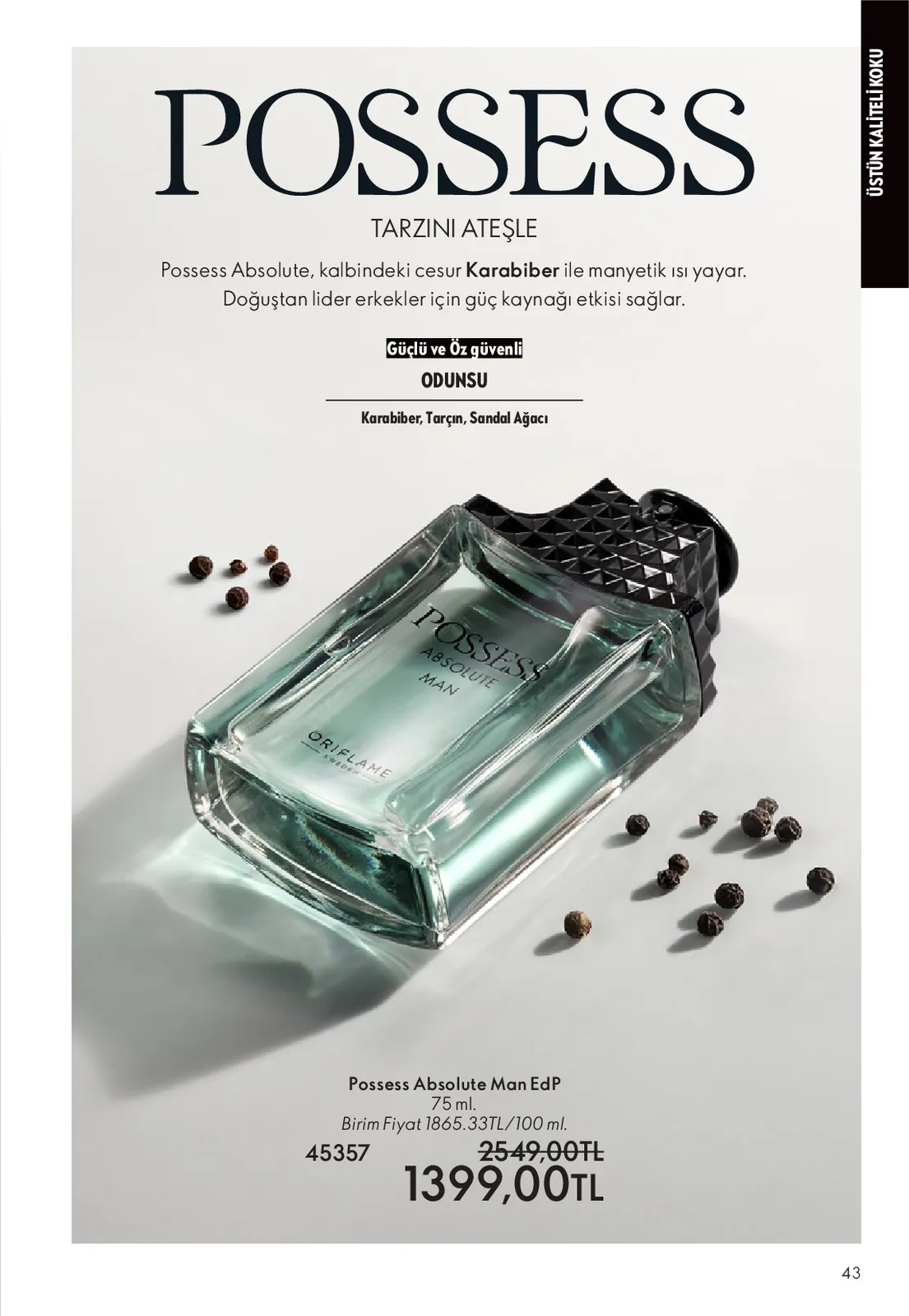 Oriflame Oriflame 1 Haziran 2026 Aktüel Kataloğu sayfa 43: Possess Absolute Man Edp 75Ml