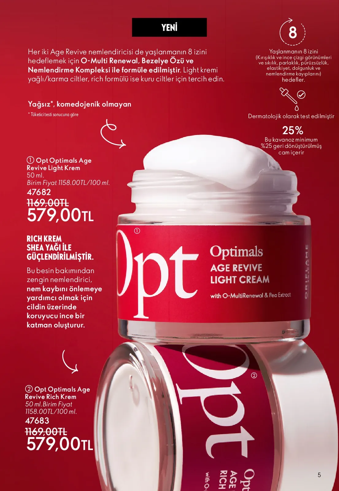Oriflame Oriflame 1 Haziran 2026 Aktüel Kataloğu sayfa 5: Optimals Age Revive Light Cream 50 Ml, Opt Age Revive Rich Krem 50 Ml