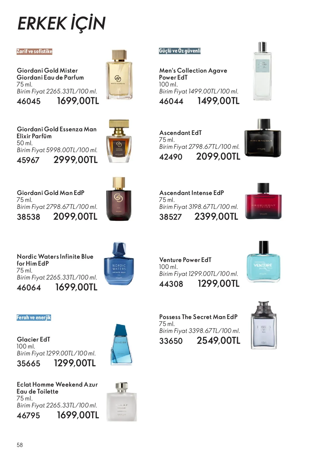 Oriflame Oriflame 1 Haziran 2026 Aktüel Kataloğu sayfa 58: Possess The Secret Man Edp 75 Ml, Giordani Gold Mister Giordani Eau De Parfum 75 Ml
