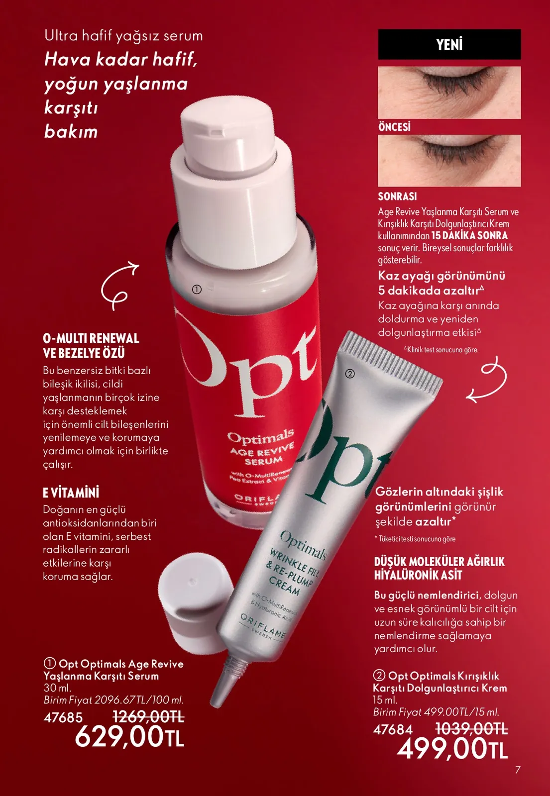 Oriflame Oriflame 1 Haziran 2026 Aktüel Kataloğu sayfa 7: Opt Optimals Age Revive Yaşlanma Karşıtı Serum 30 Ml